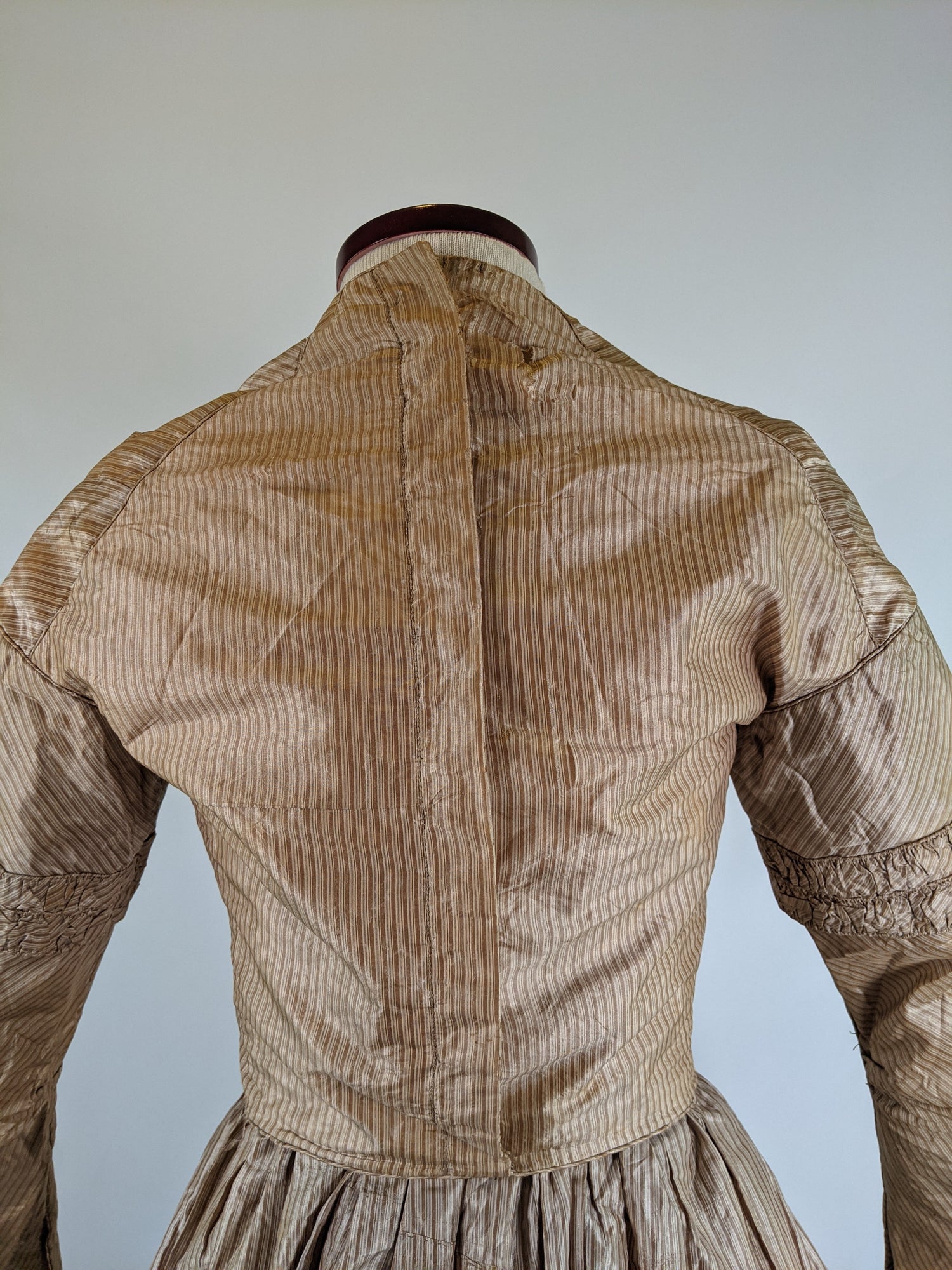 1840s Champagne Silk Gown
