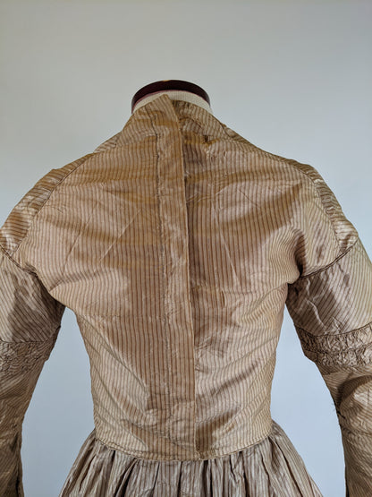 1840s Champagne Silk Gown