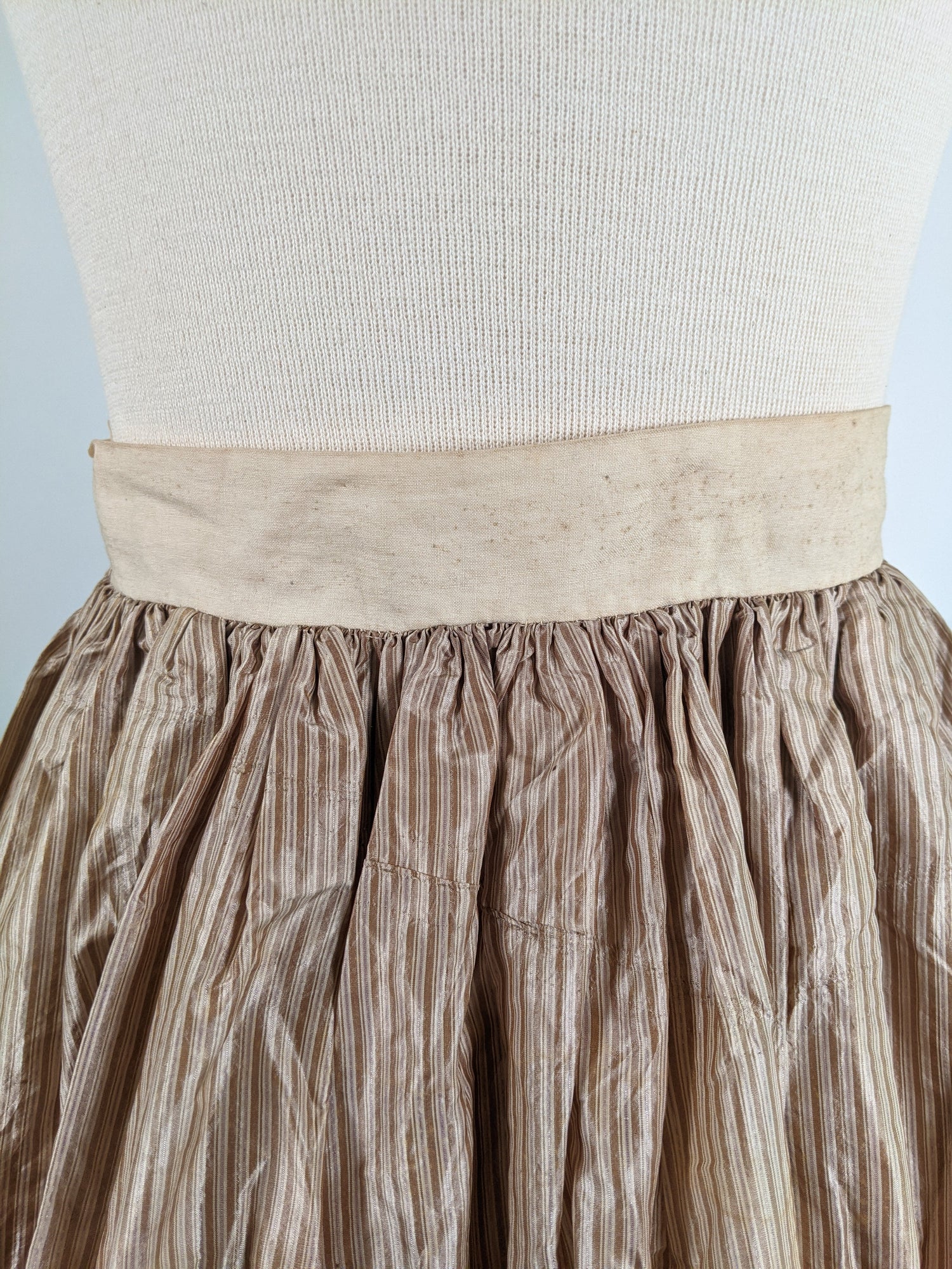 1840s Champagne Silk Gown