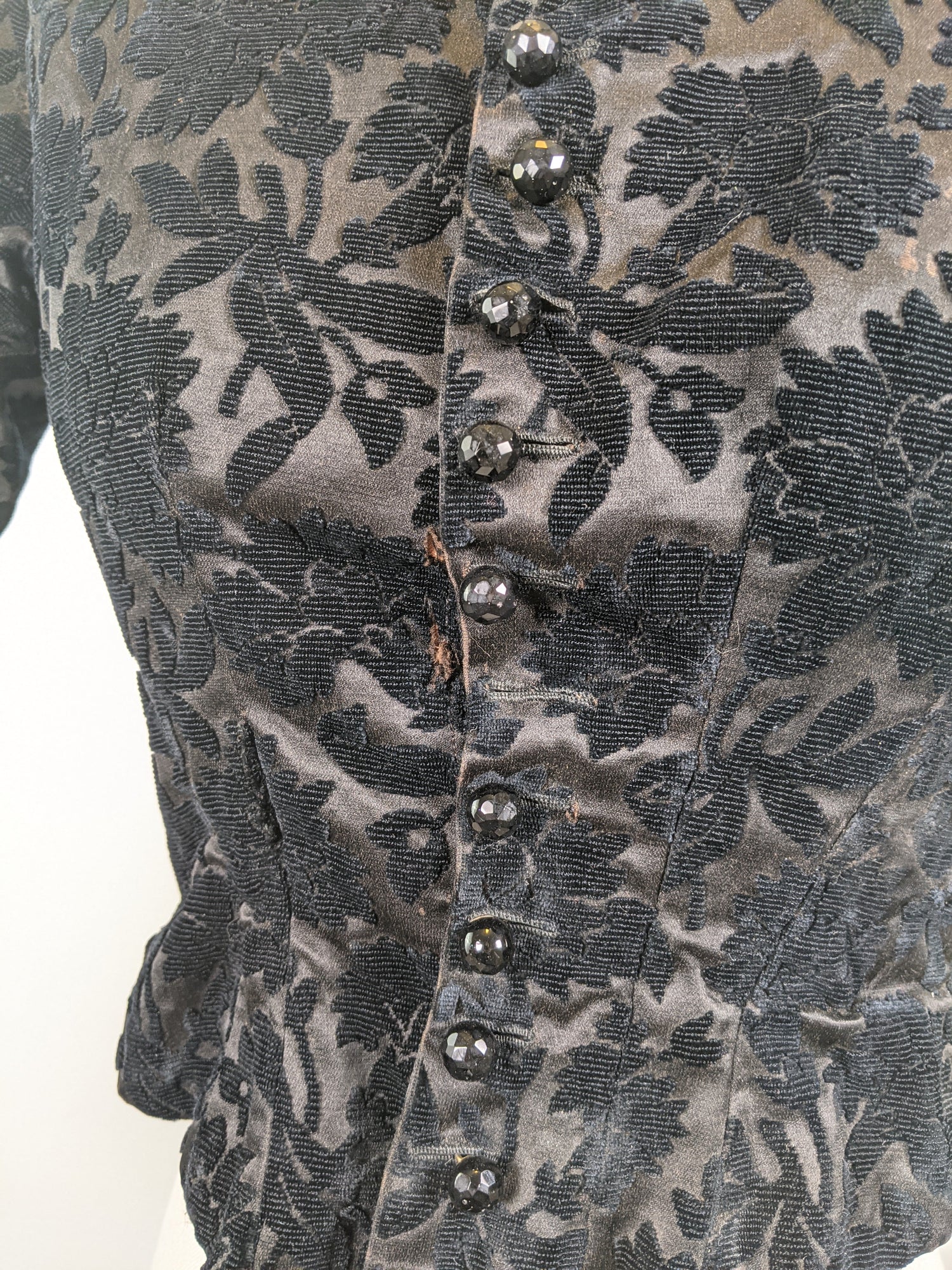 1880s Black Brocade Bodice