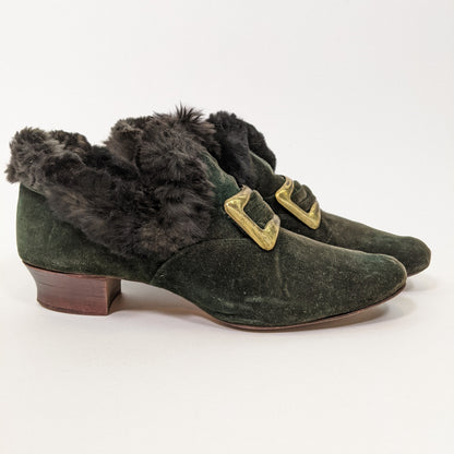 1890s-1900s Green Slippers