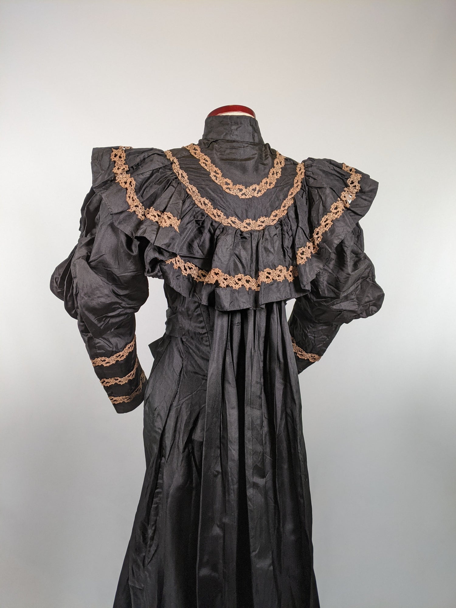 1890s Black Silk Tea Gown or Wrapper