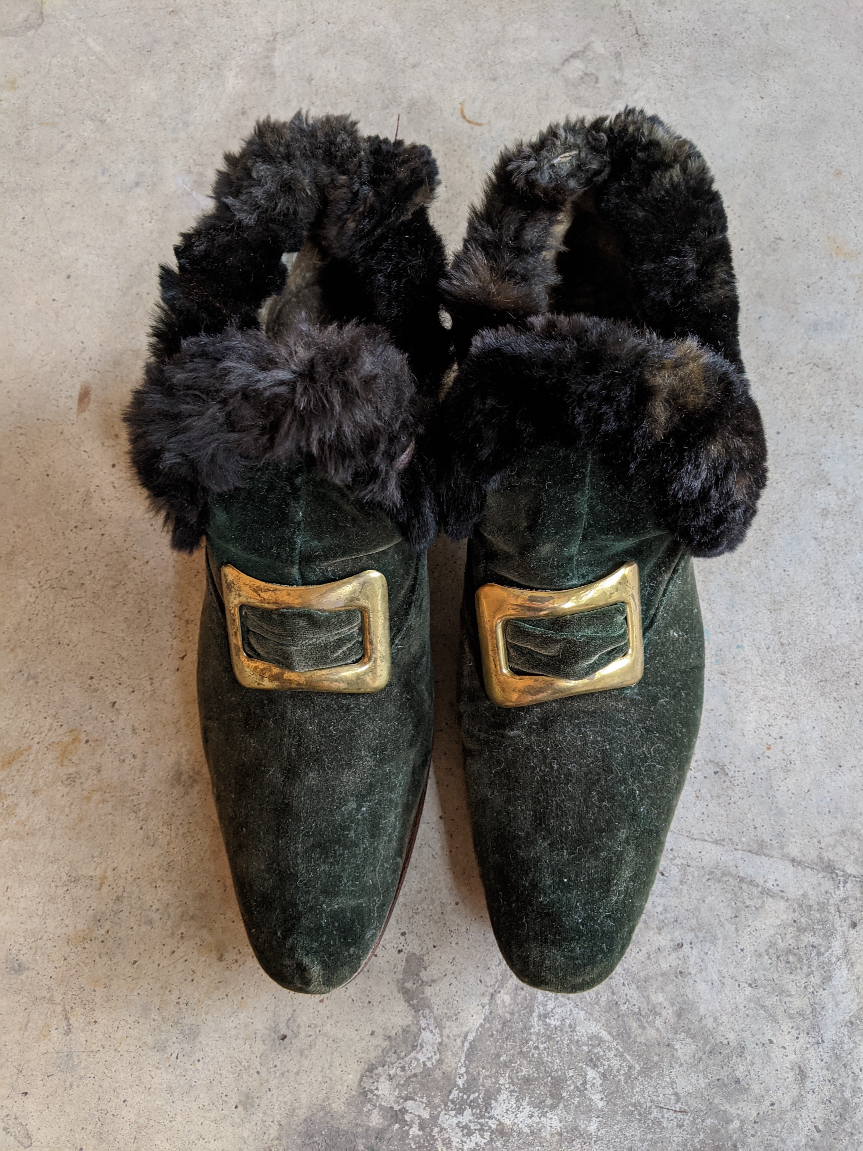 1890s-1900s Green Slippers