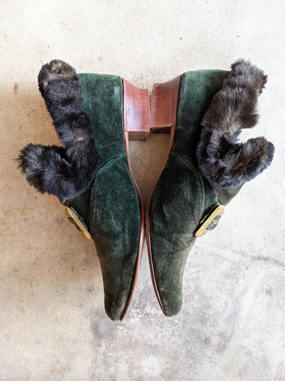 1890s-1900s Green Slippers