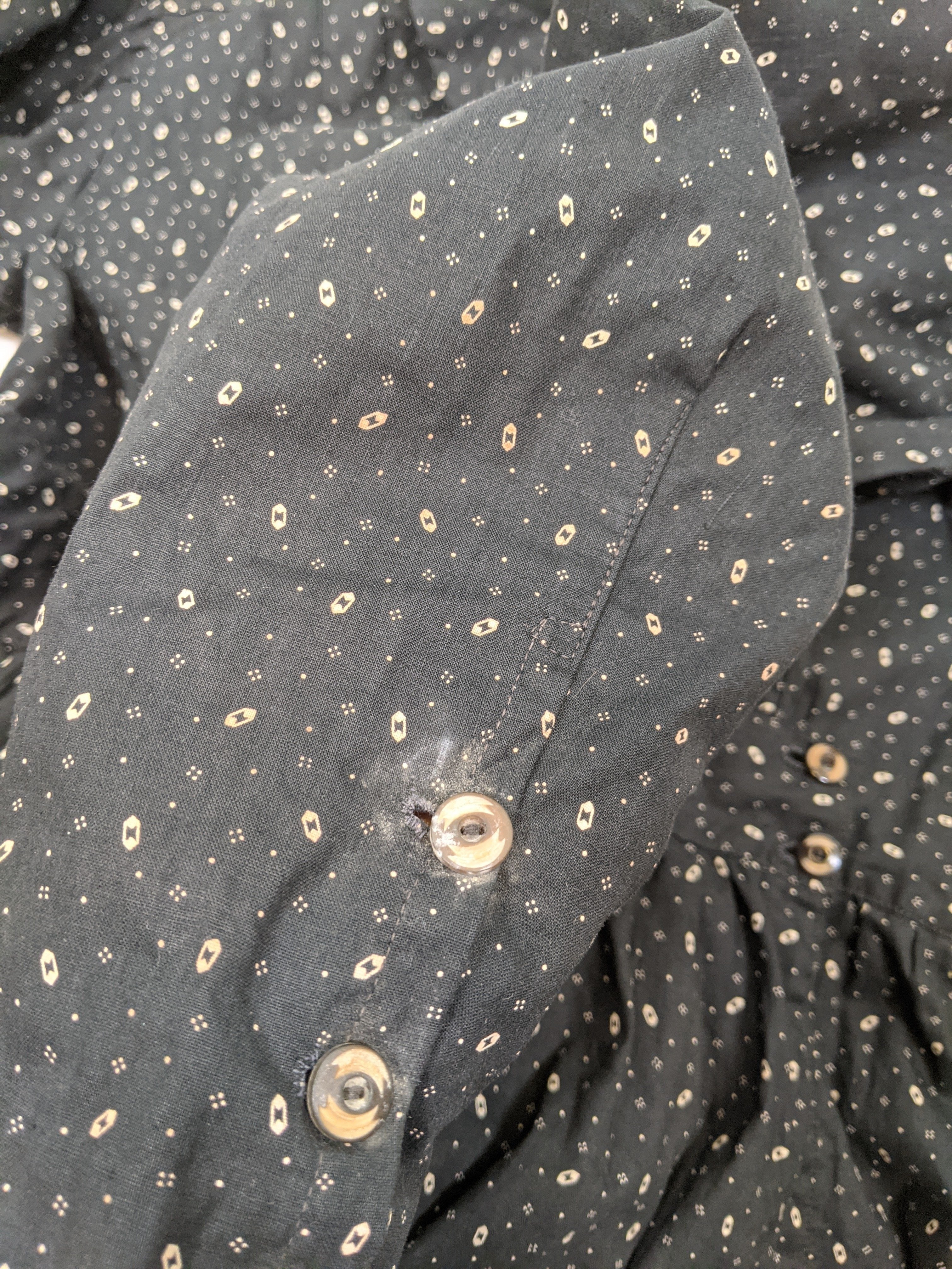 1910s Black + White Calico Dress