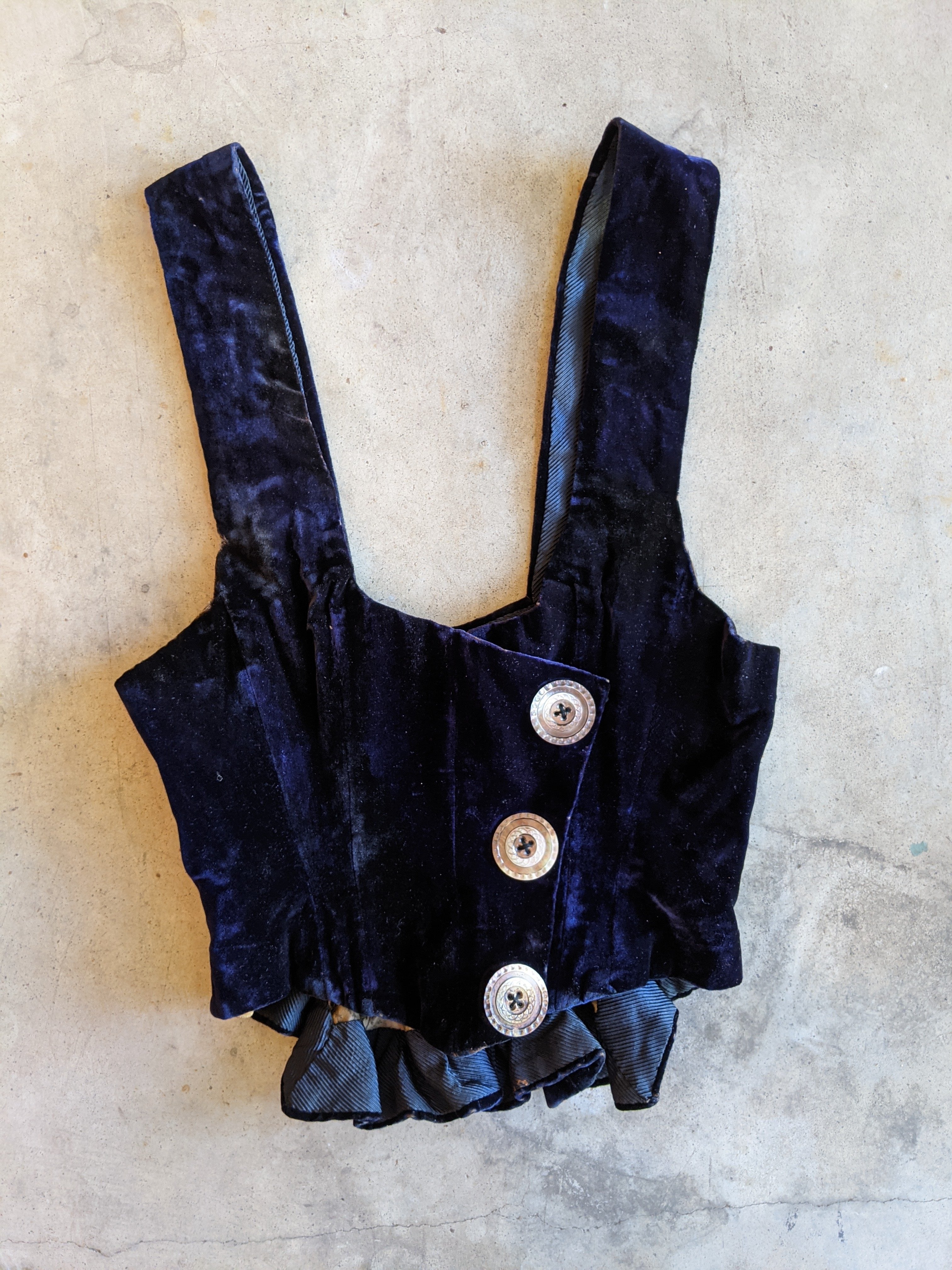 1880s Velvet Bodice or Waistcoat