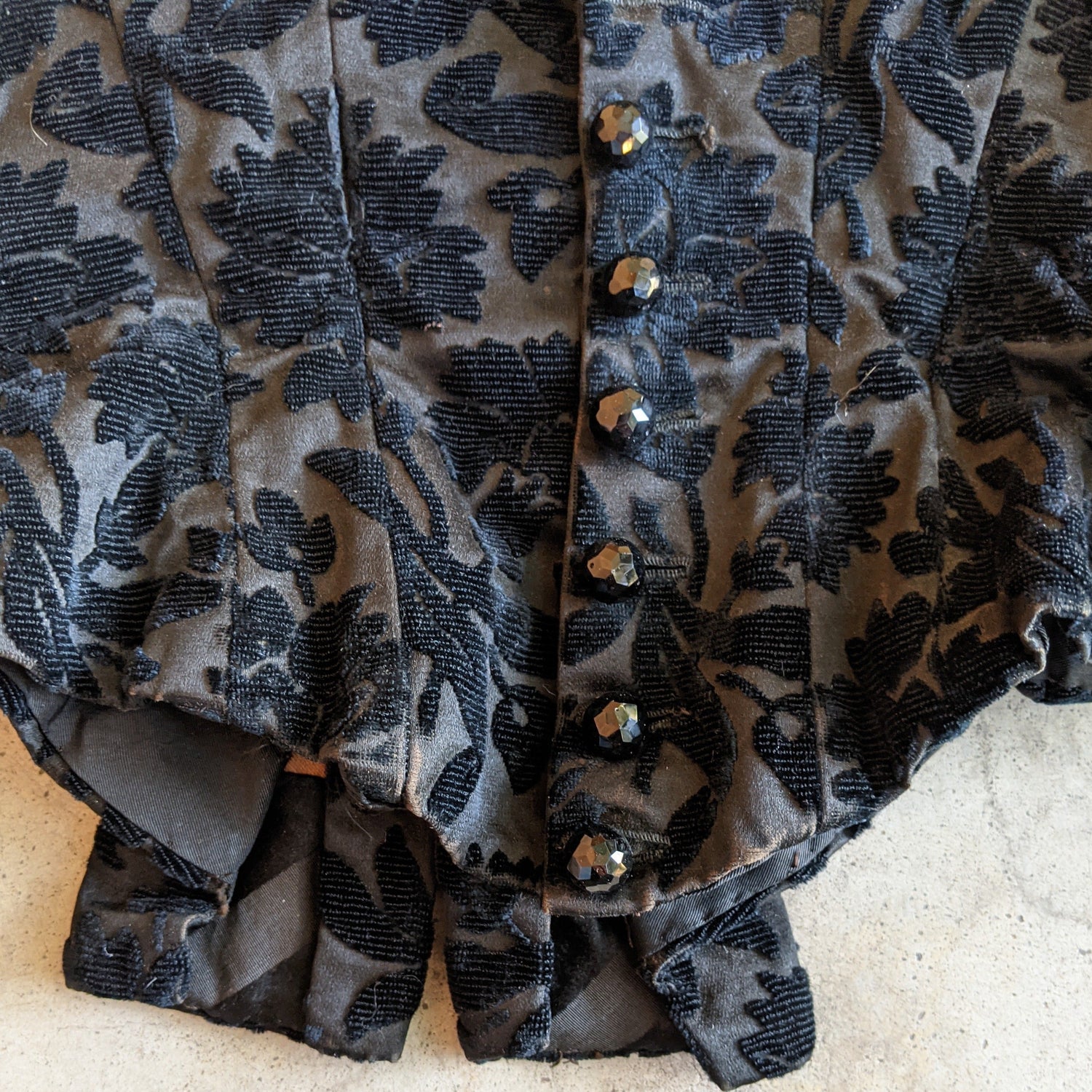 1880s Black Brocade Bodice