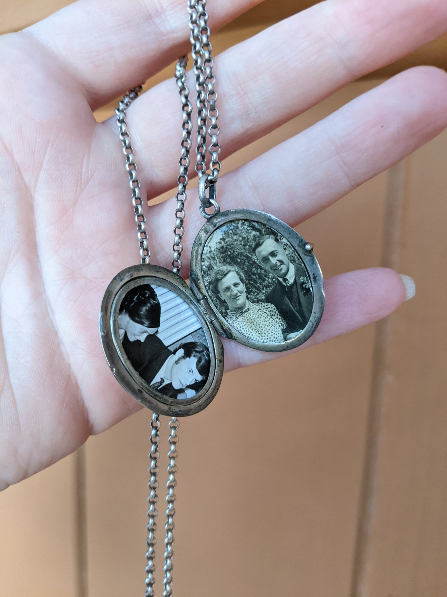 19th C Niello Star Locket | Sterling Silver Rolo Chain