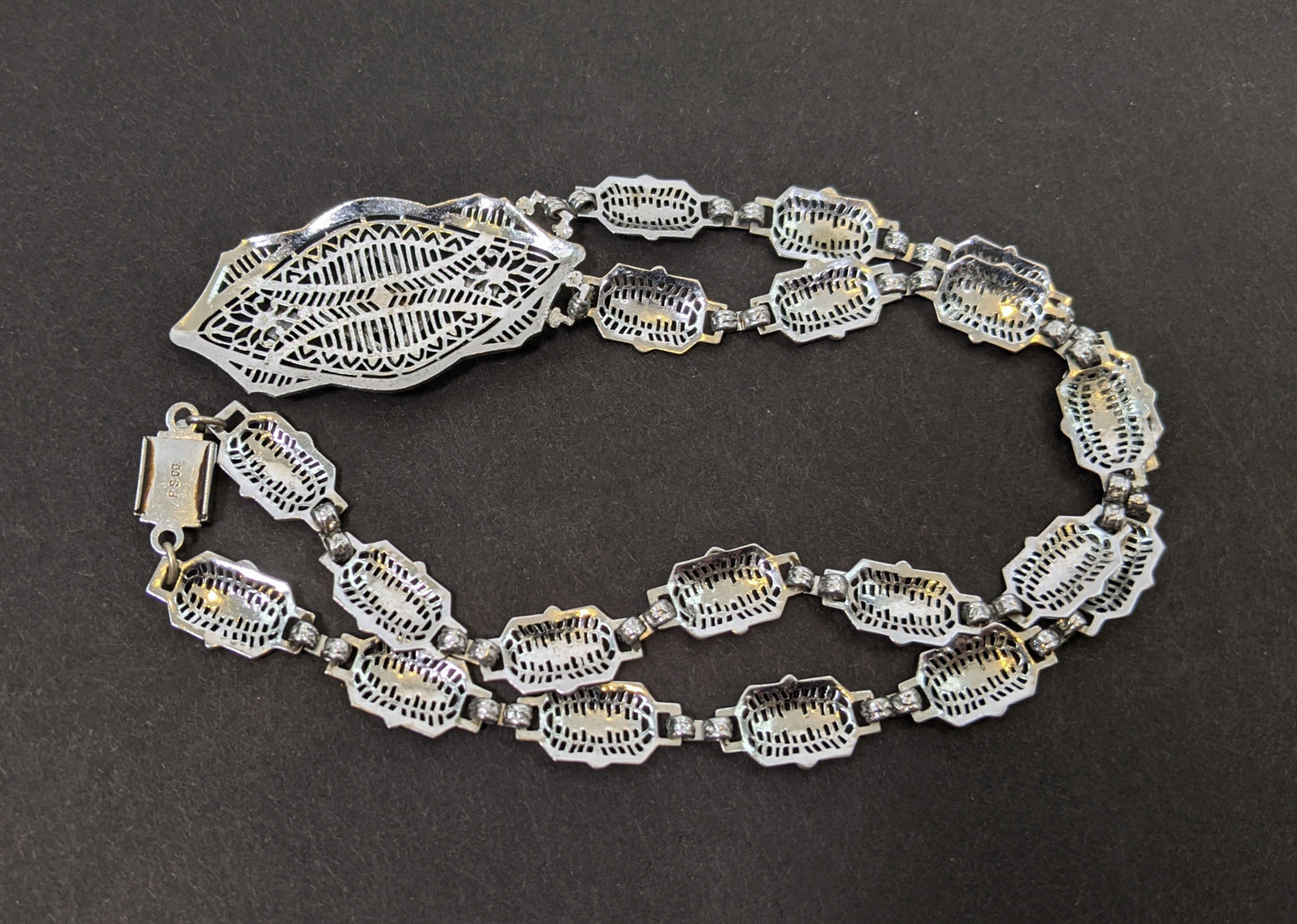 Art Deco Rhodium Plated Necklace