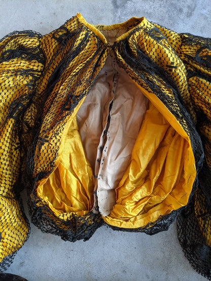1904-1905 Yellow + Black Silk Bodice