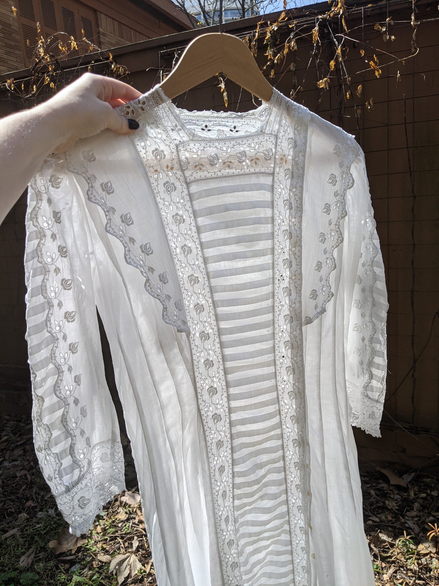 1910s White Cotton Lingerie Dress