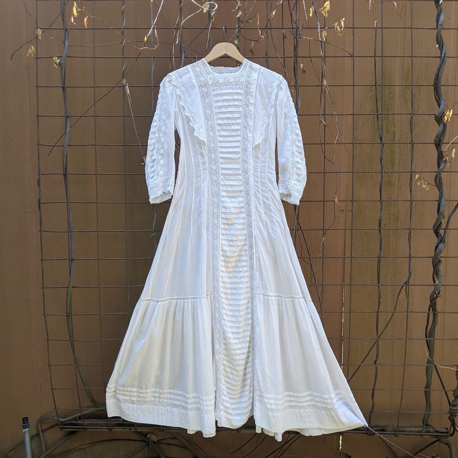 1910s White Cotton Lingerie Dress