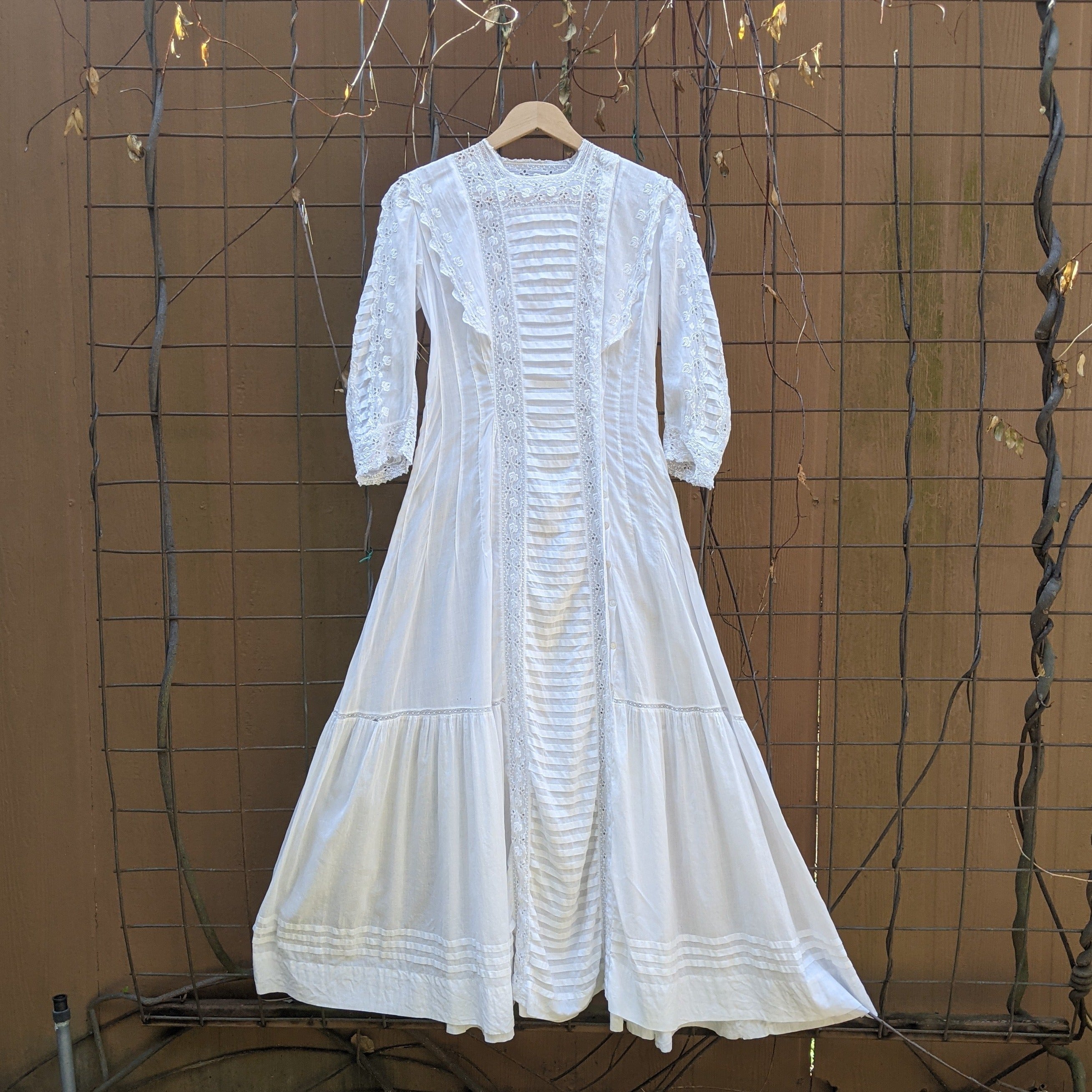 1910s White Cotton Lingerie Dress