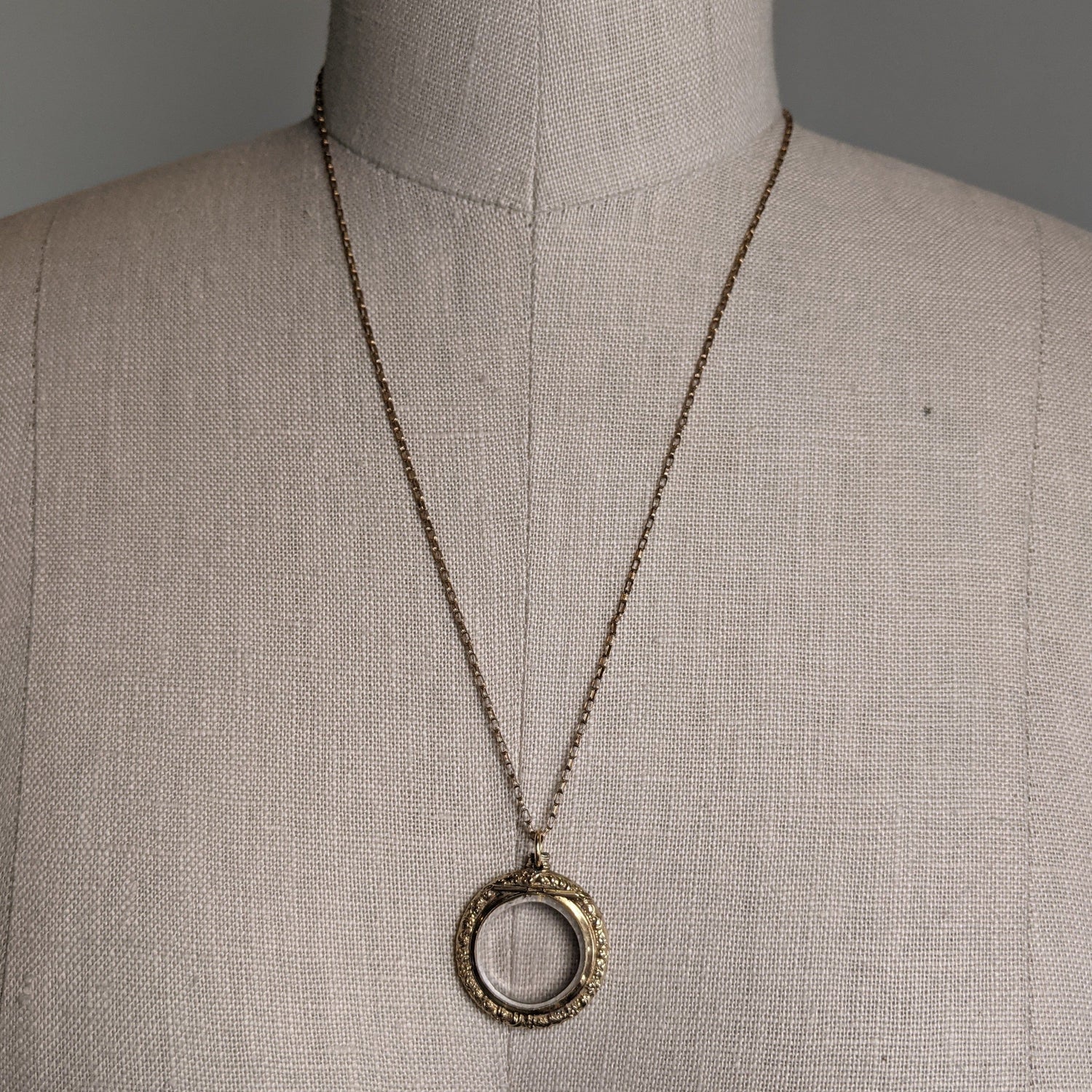 19th C Glass Locket Necklace
