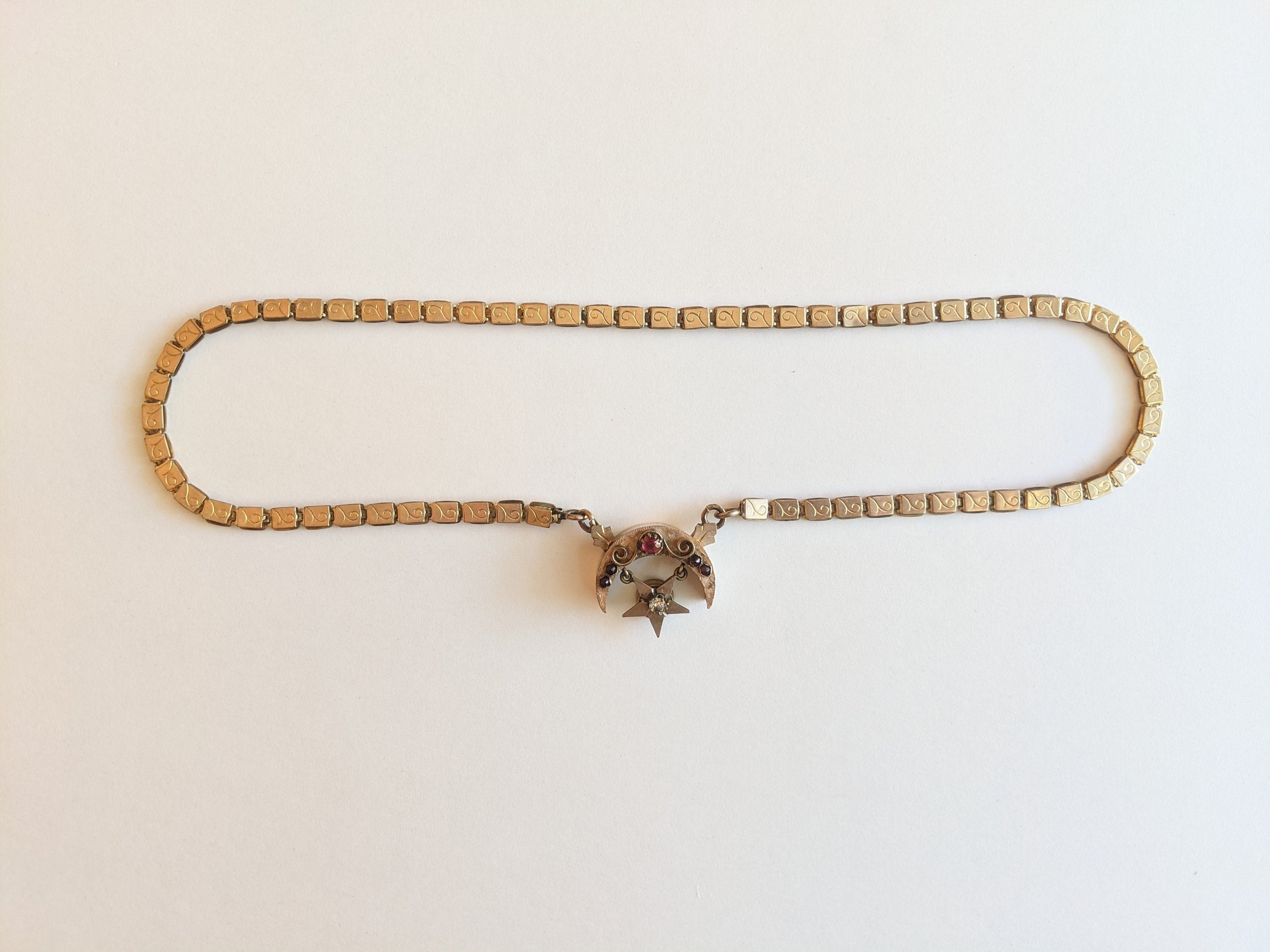 Late 19th C Book Chain Celestial Necklace