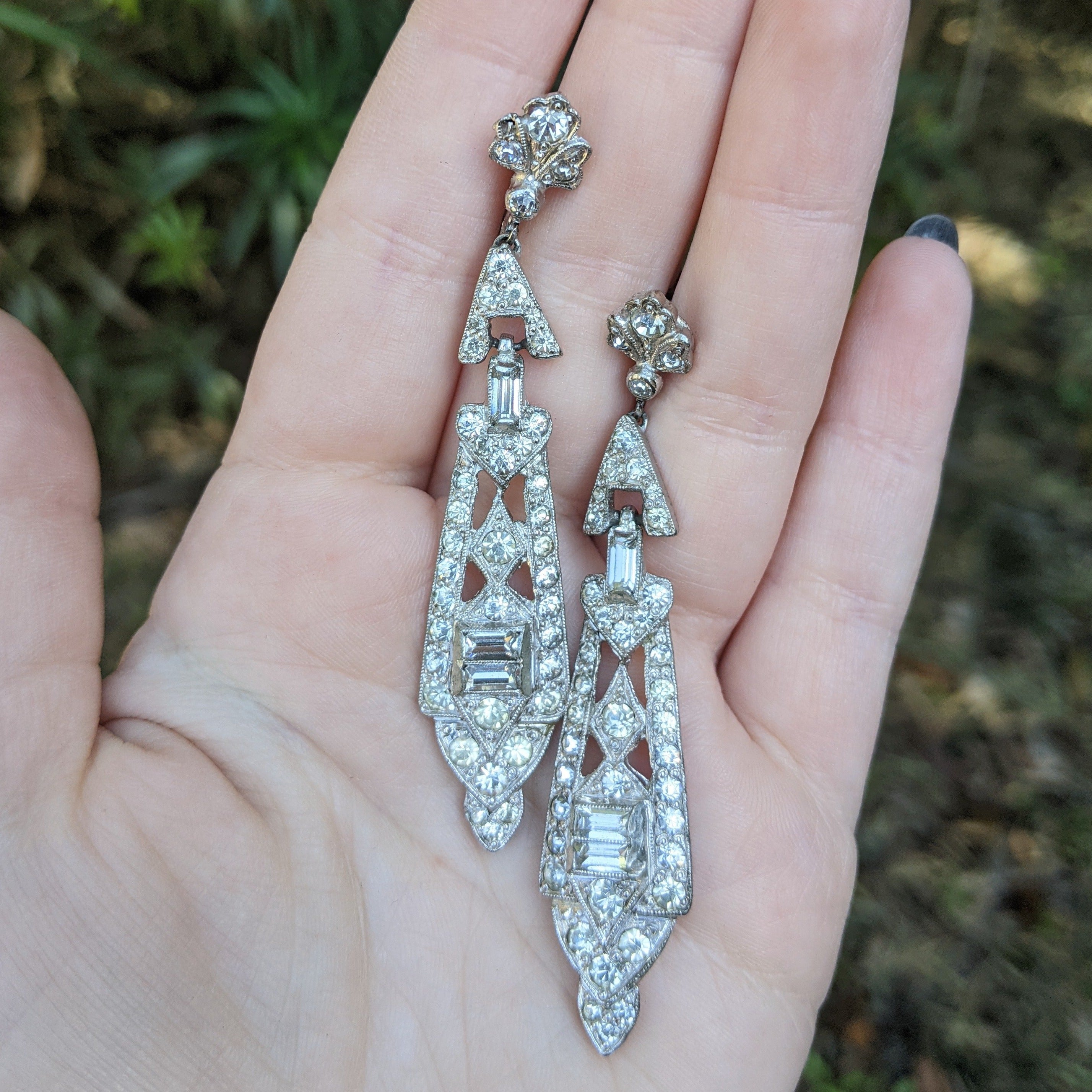 Art Deco Sterling Silver Chandelier Earrings