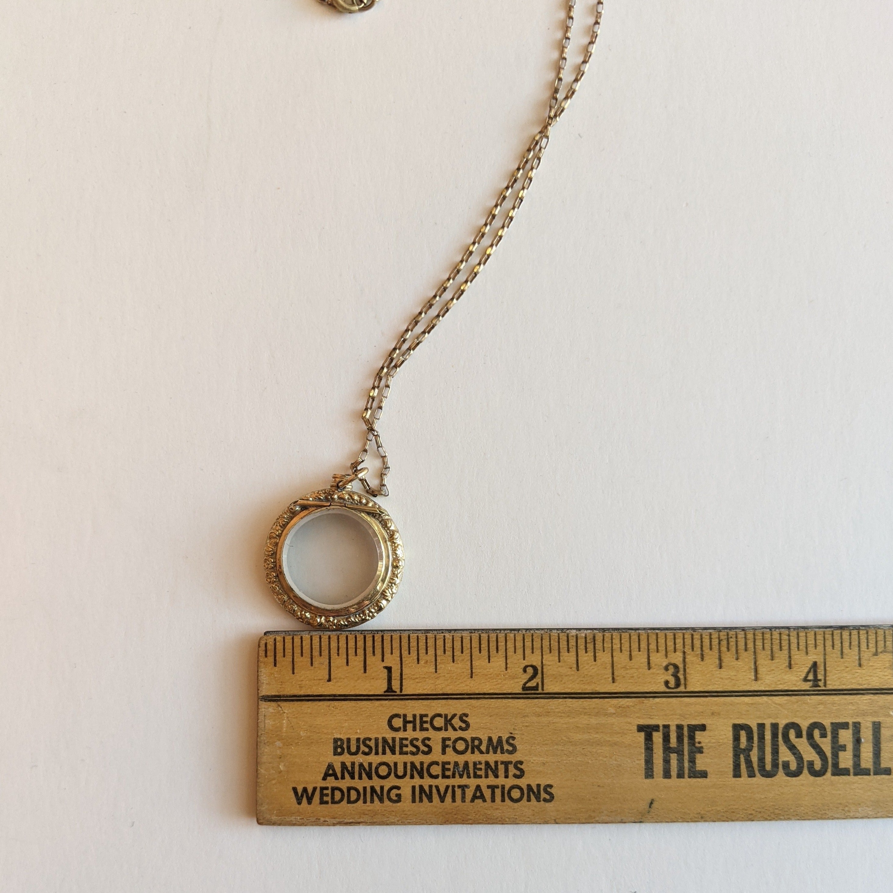 19th C Glass Locket Necklace