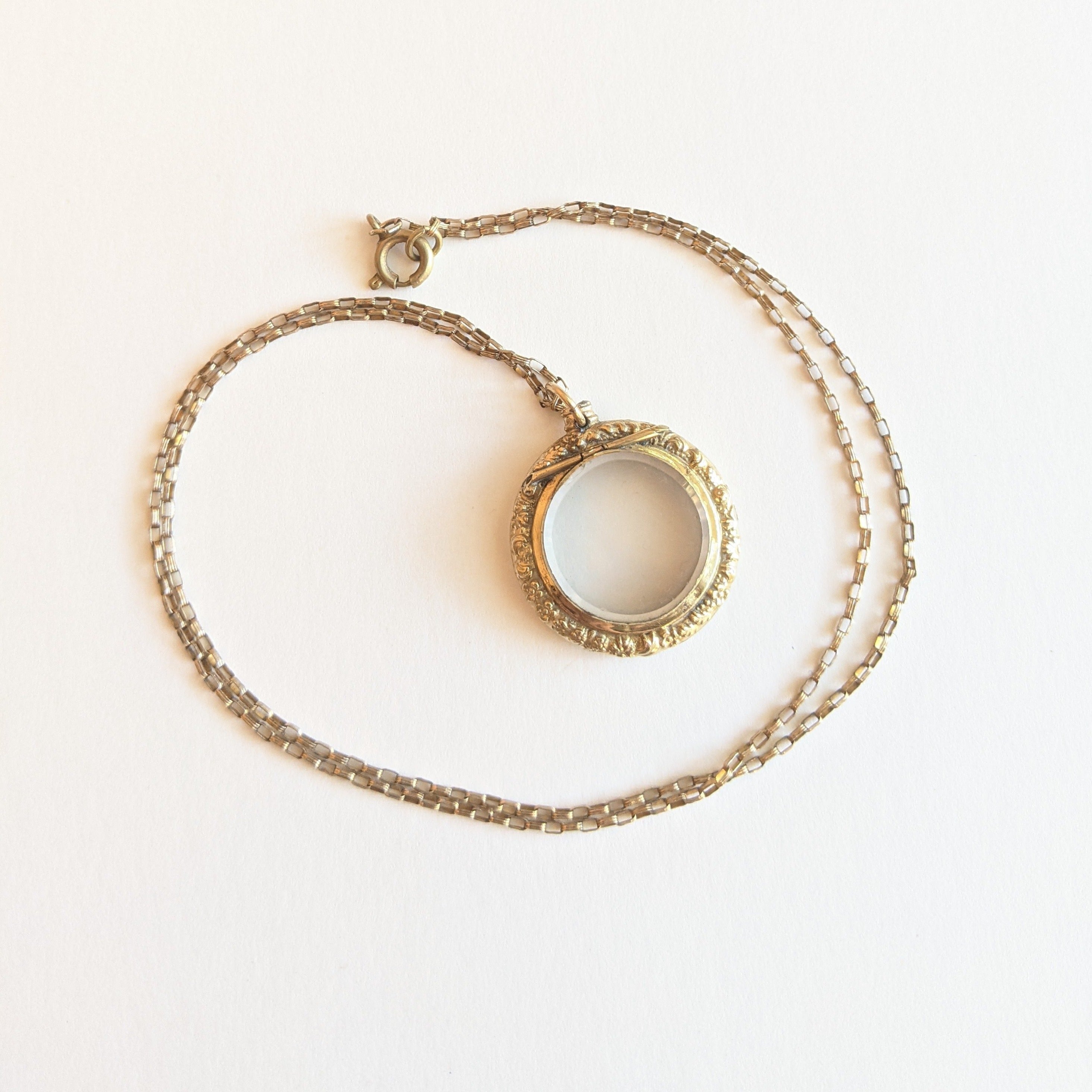 19th C Glass Locket Necklace