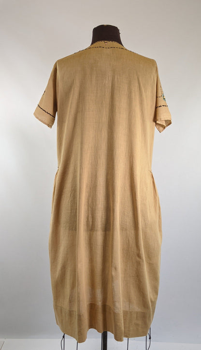 1920s Embroidered Handmade Dress | Sz L