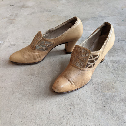 1930s-40s Heeled Shoes | Approx Sz 6.5-7