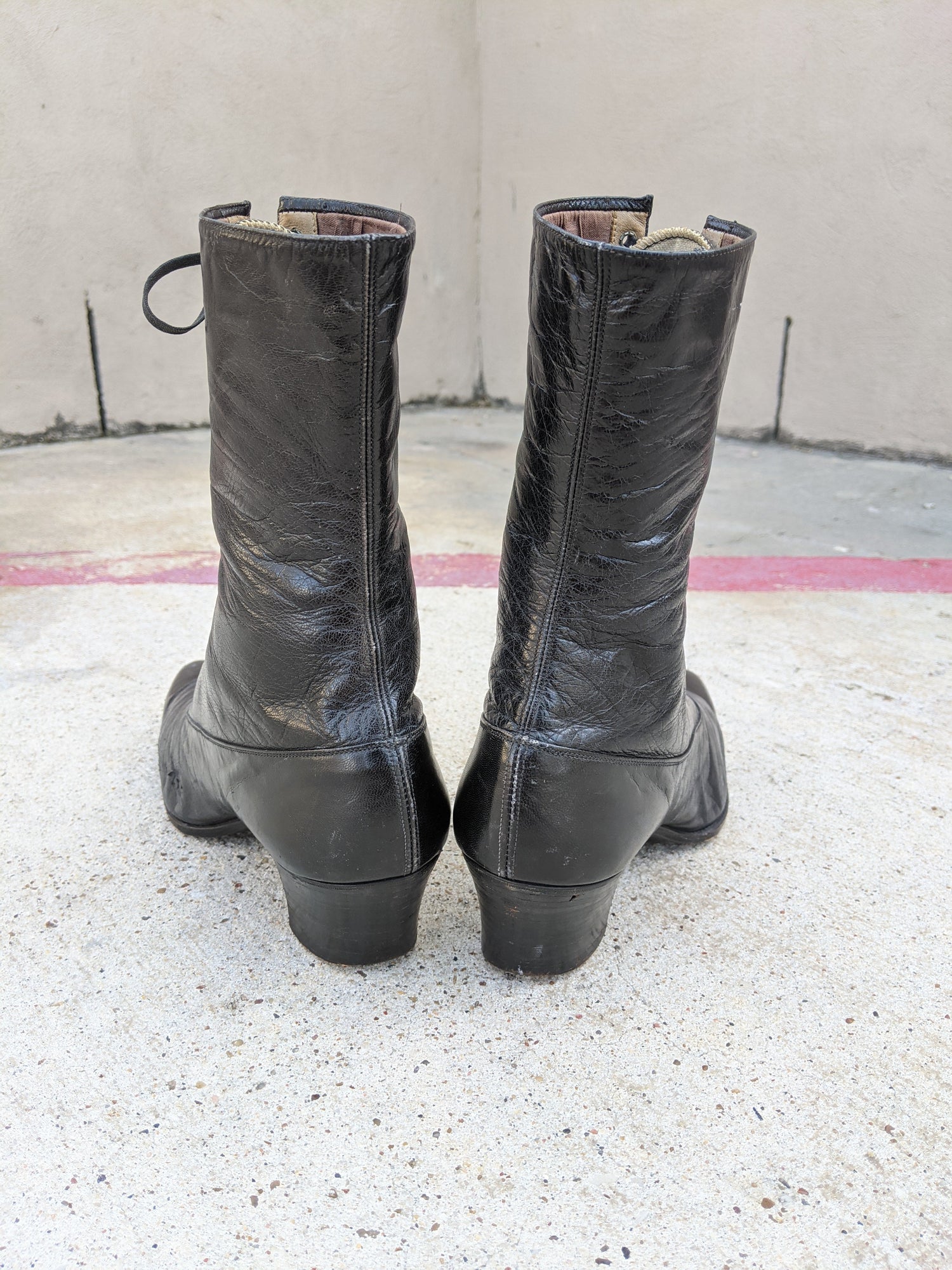 1910s-1920s Black Lace Up Boots | Approx Sz 7.5-8
