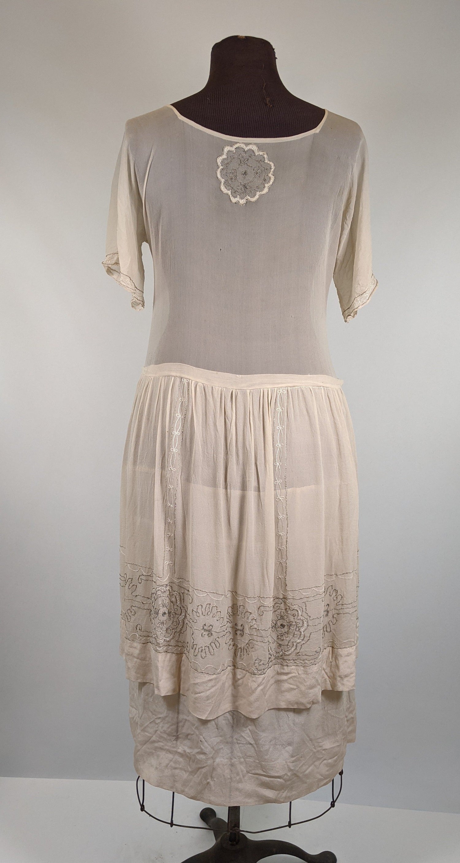 1920s Silk Chiffon Dress | Sz L