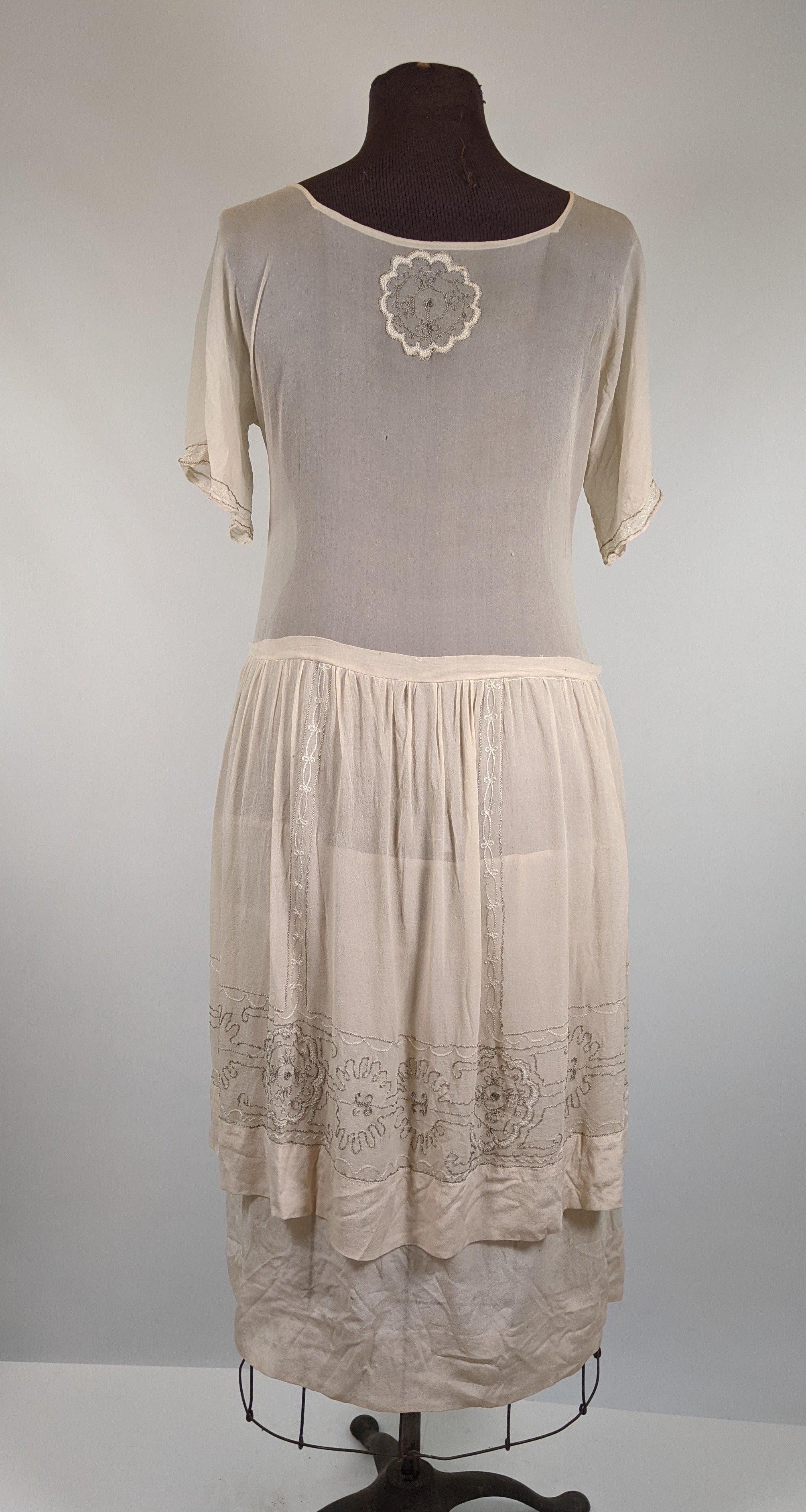 1920s Silk Chiffon Dress | Sz L