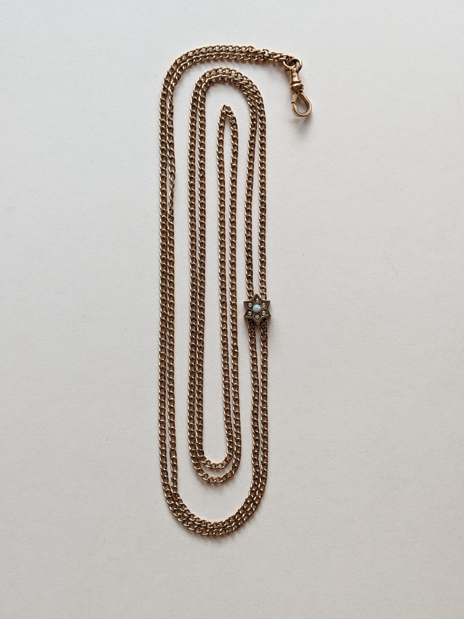 1890s-1900s Opal + Pearl Star Slide Chain