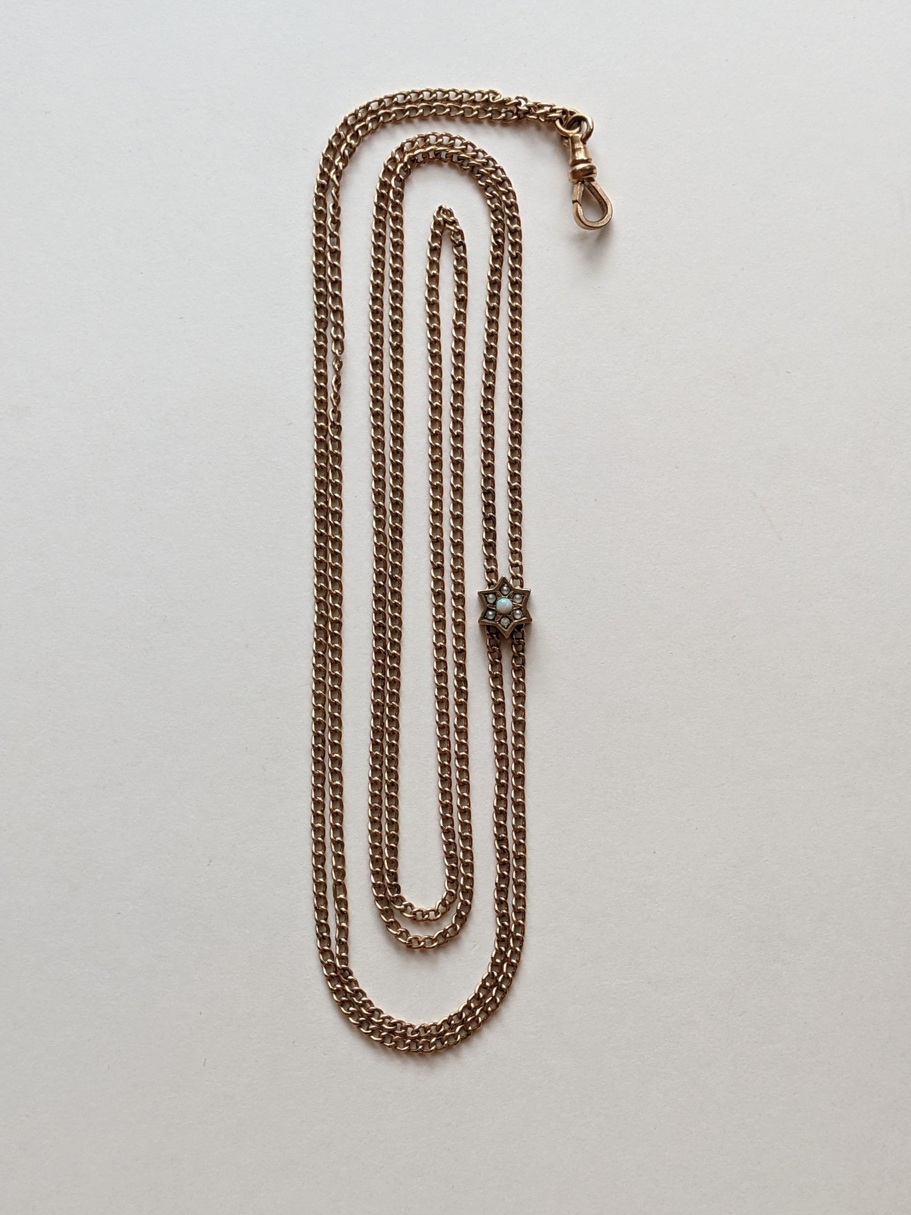 1890s-1900s Opal + Pearl Star Slide Chain