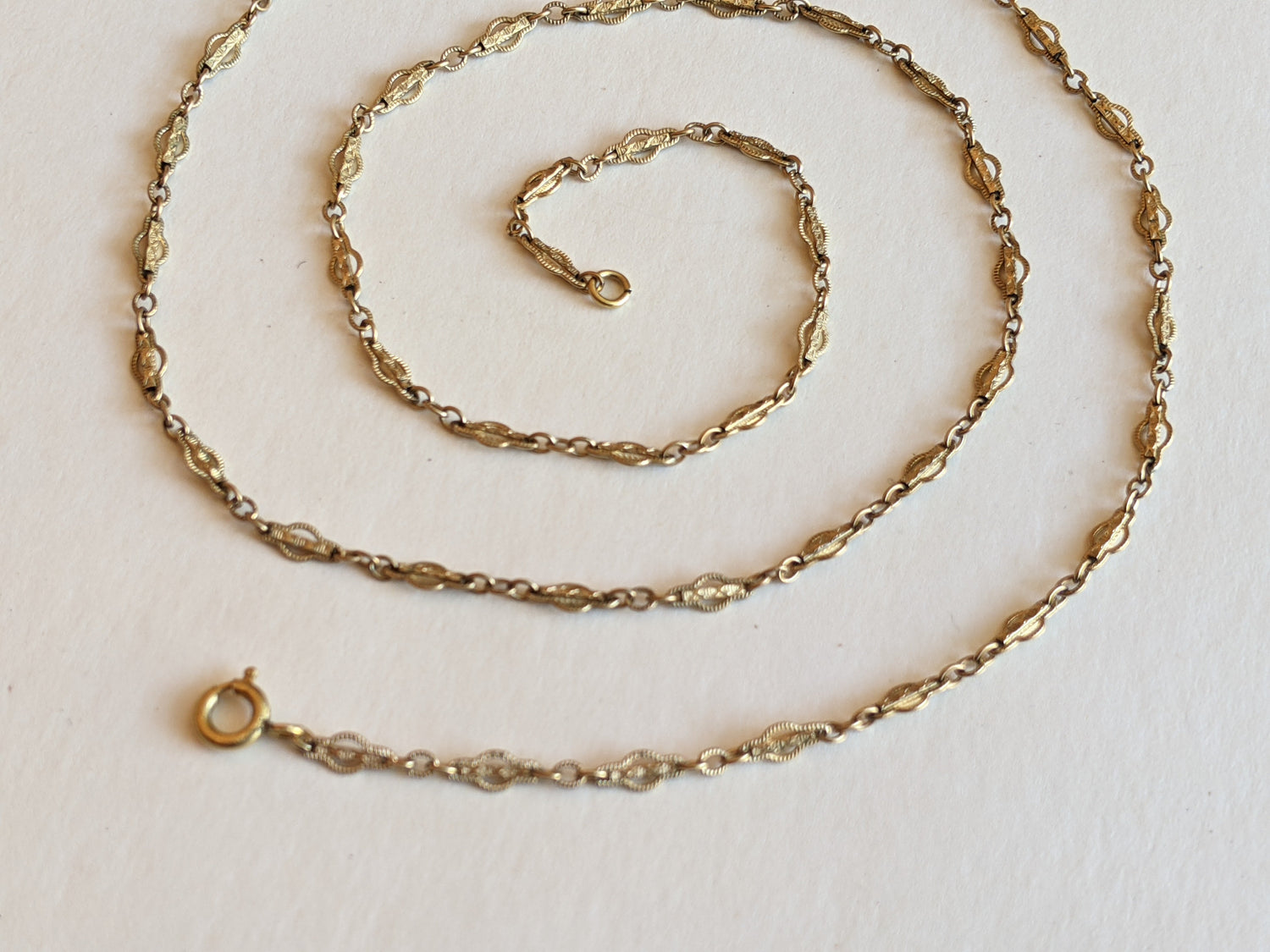1910s-20s Quatrefoil Fancy Gold Filled Chain