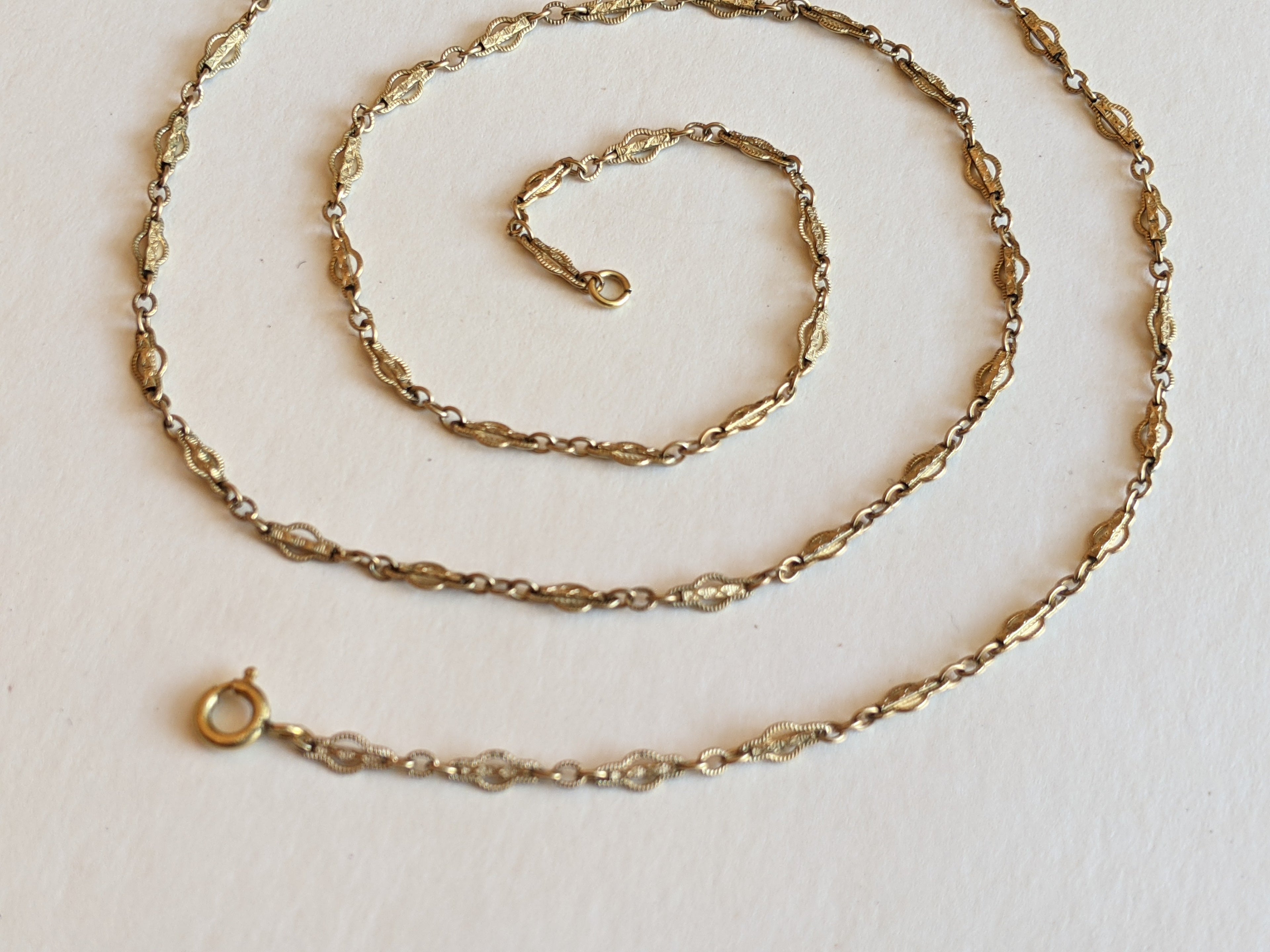 1910s-20s Quatrefoil Fancy Gold Filled Chain