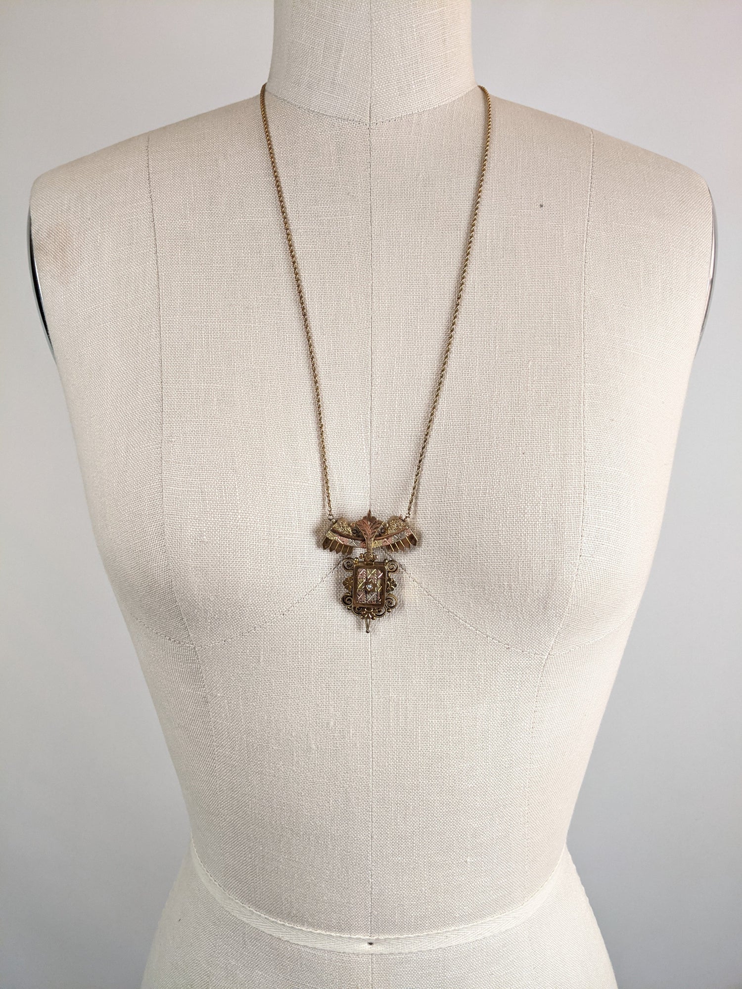 19th C. Etruscan Revival Locket Necklace