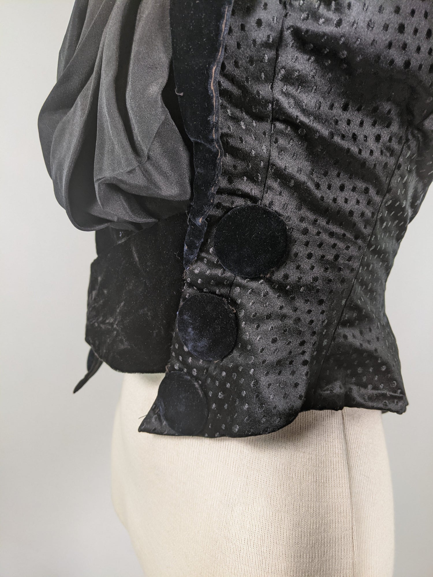 1880s Silk + Velvet Bodice