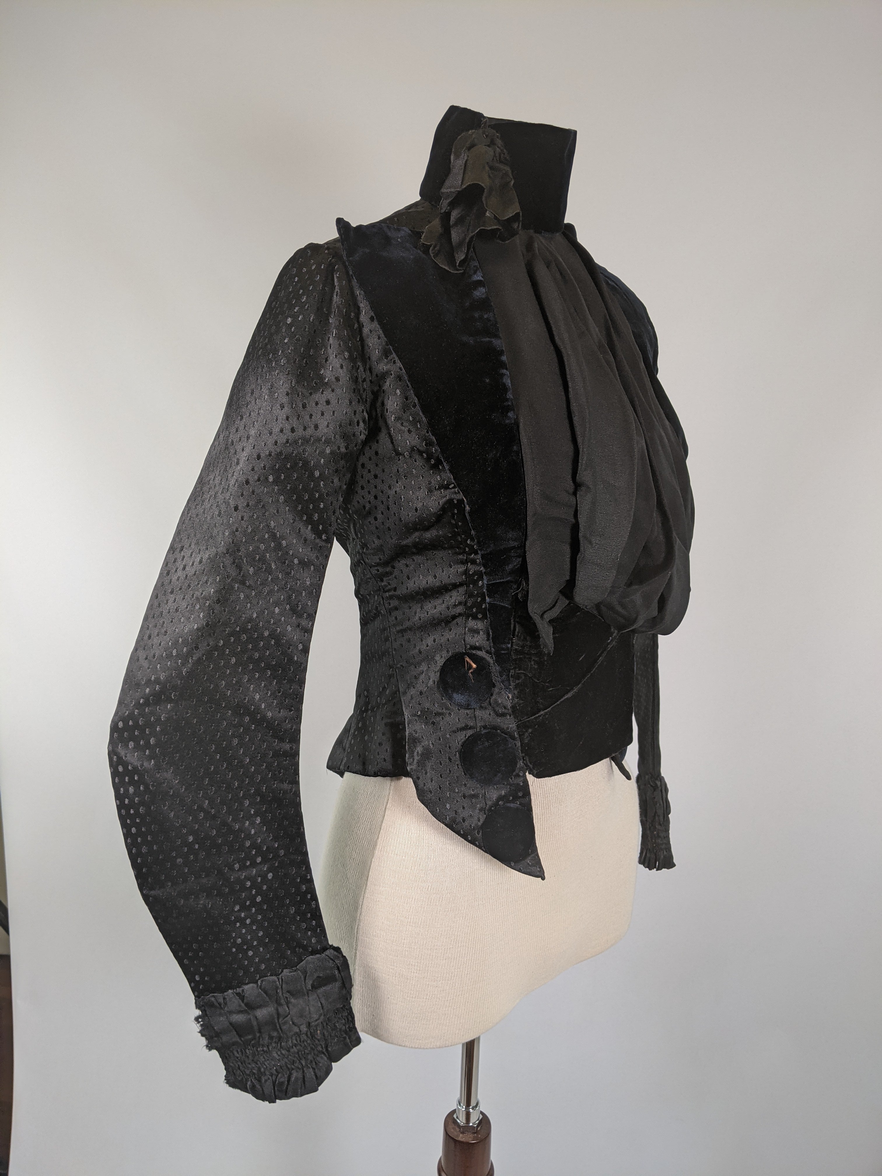 1880s Silk + Velvet Bodice