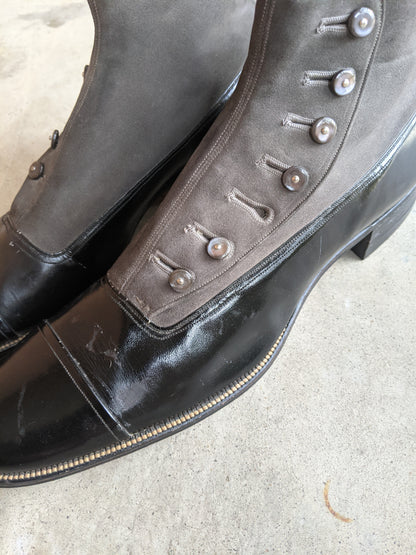 1910s Side Button Grey + Black Shoes | Sz 8 Men&