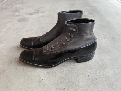 1910s Side Button Grey + Black Shoes | Sz 8 Men&