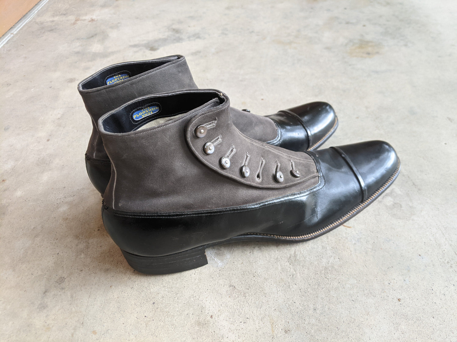 1910s Side Button Grey + Black Shoes | Sz 8 Men&