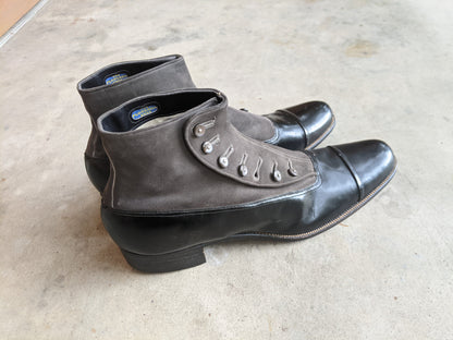 1910s Side Button Grey + Black Shoes | Sz 8 Men&
