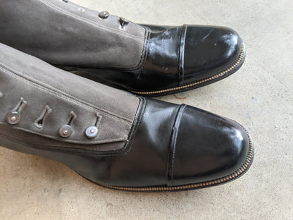 1910s Side Button Grey + Black Shoes | Sz 8 Men&