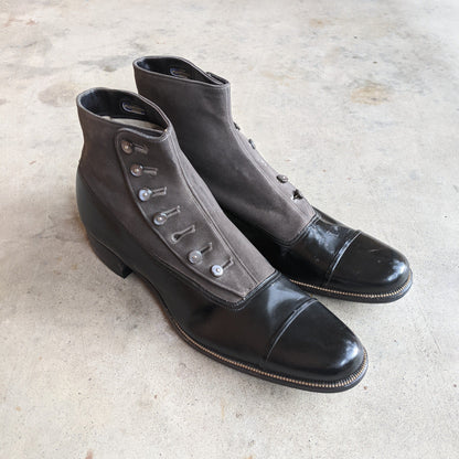 1910s Side Button Grey + Black Shoes | Sz 8 Men&