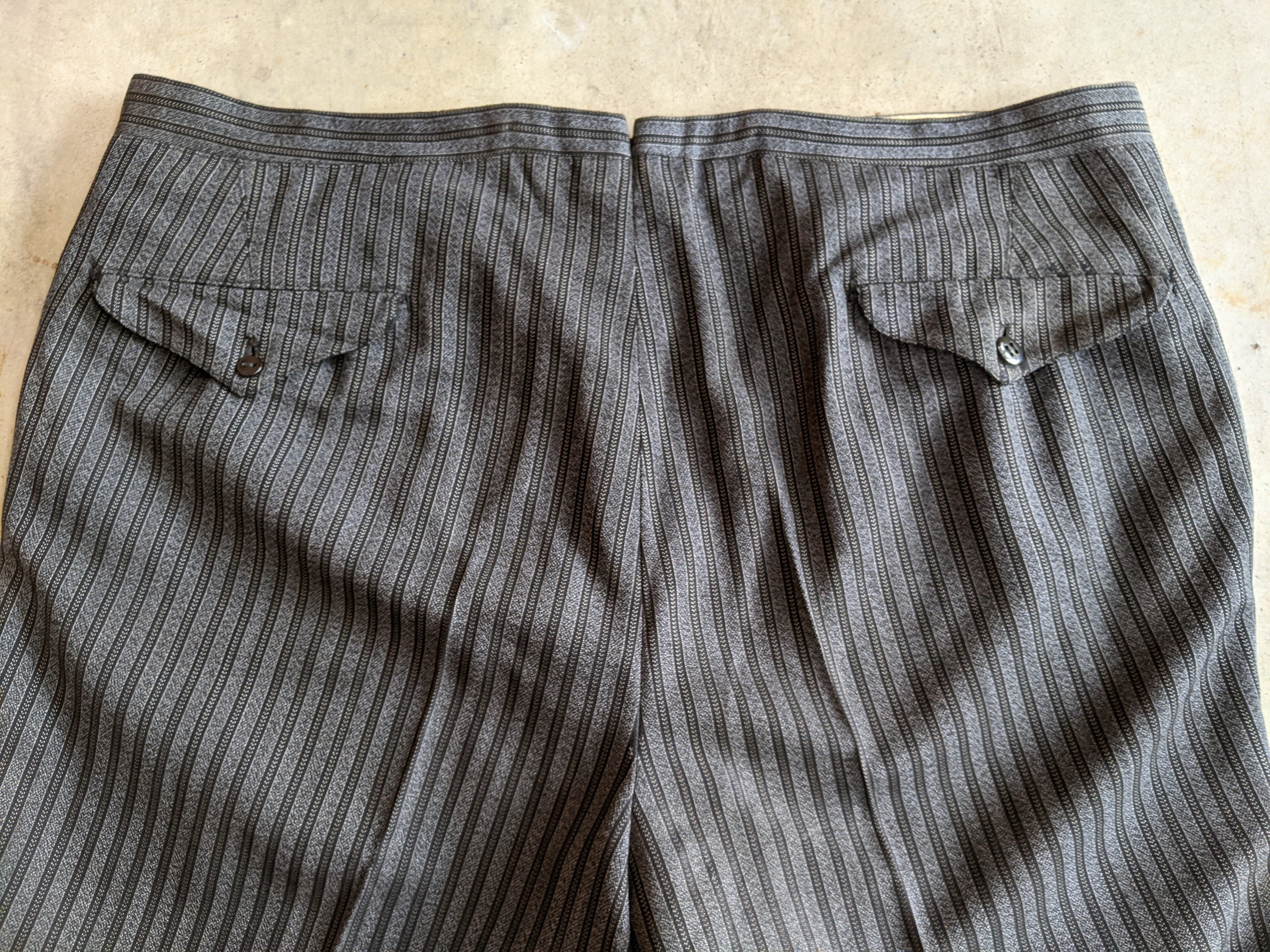 1920s-1930s Striped Wool Trousers | 39" Waist