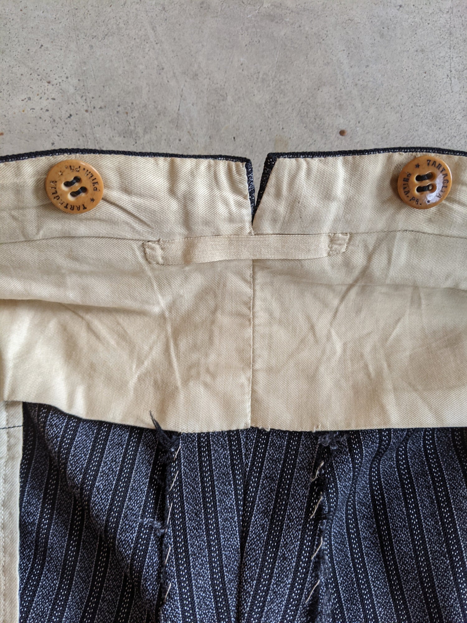 1920s-1930s Striped Wool Trousers | 39" Waist