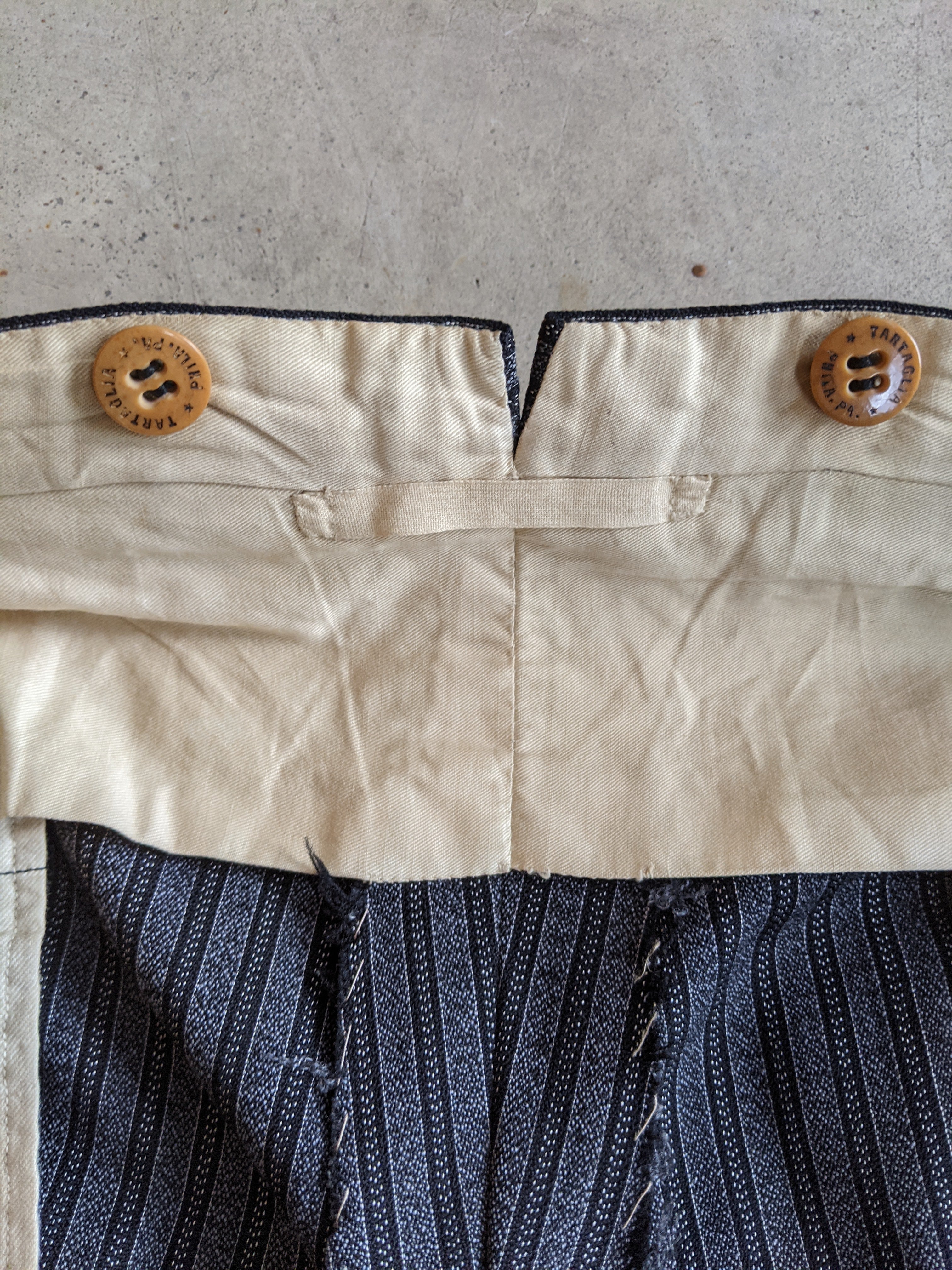 1920s-1930s Striped Wool Trousers | 39" Waist