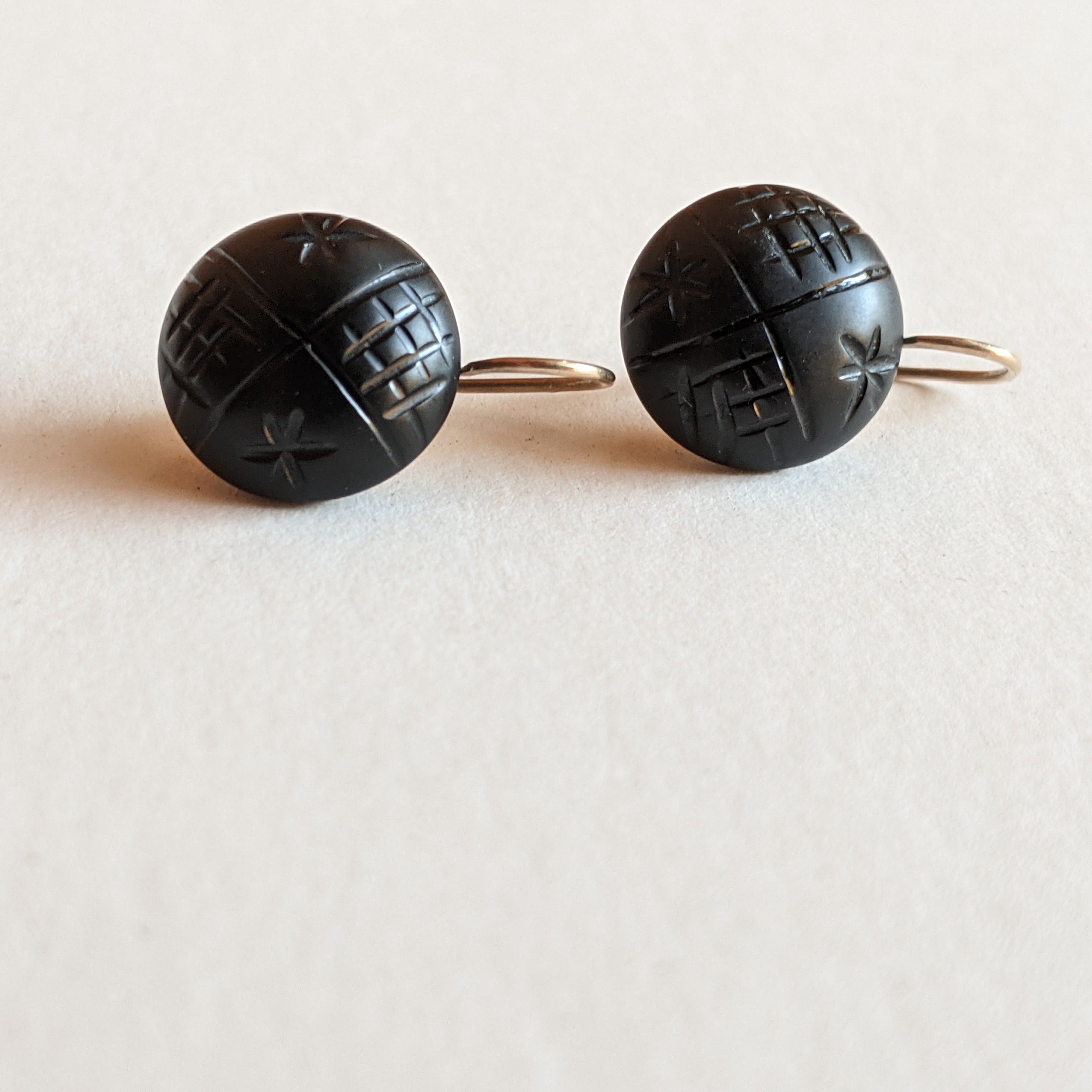 19th c. Gold French Jet Earrings