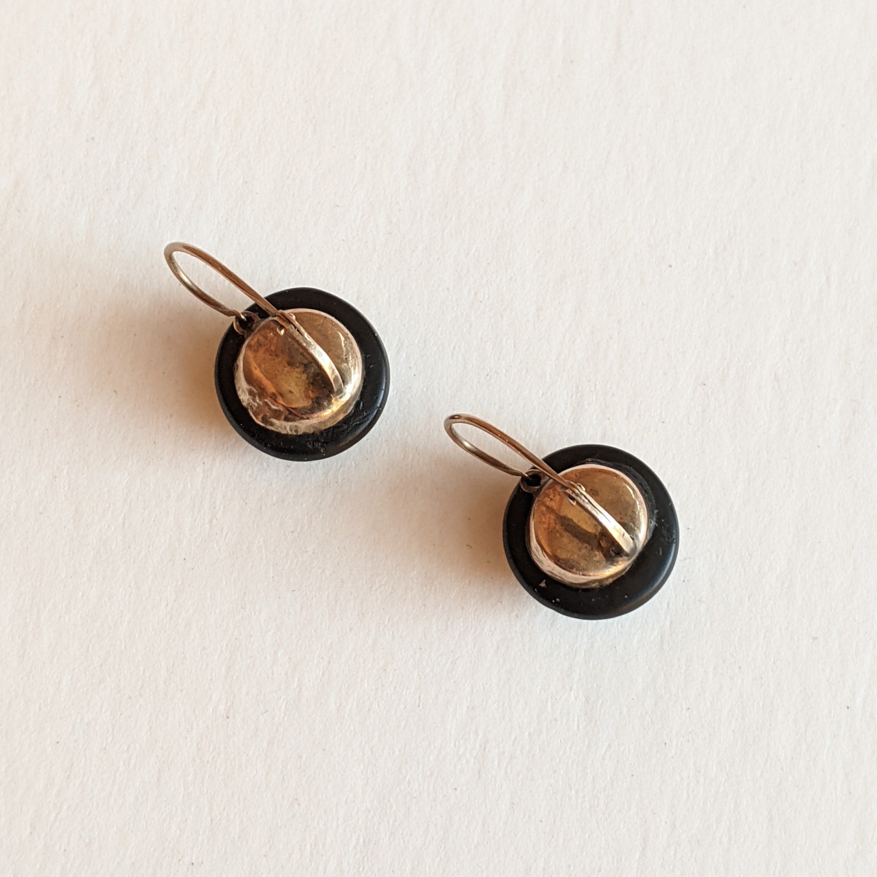 19th c. Gold French Jet Earrings