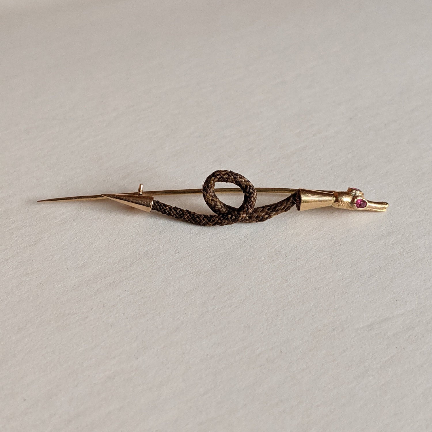 19th c. Gold Snake Hair Brooch