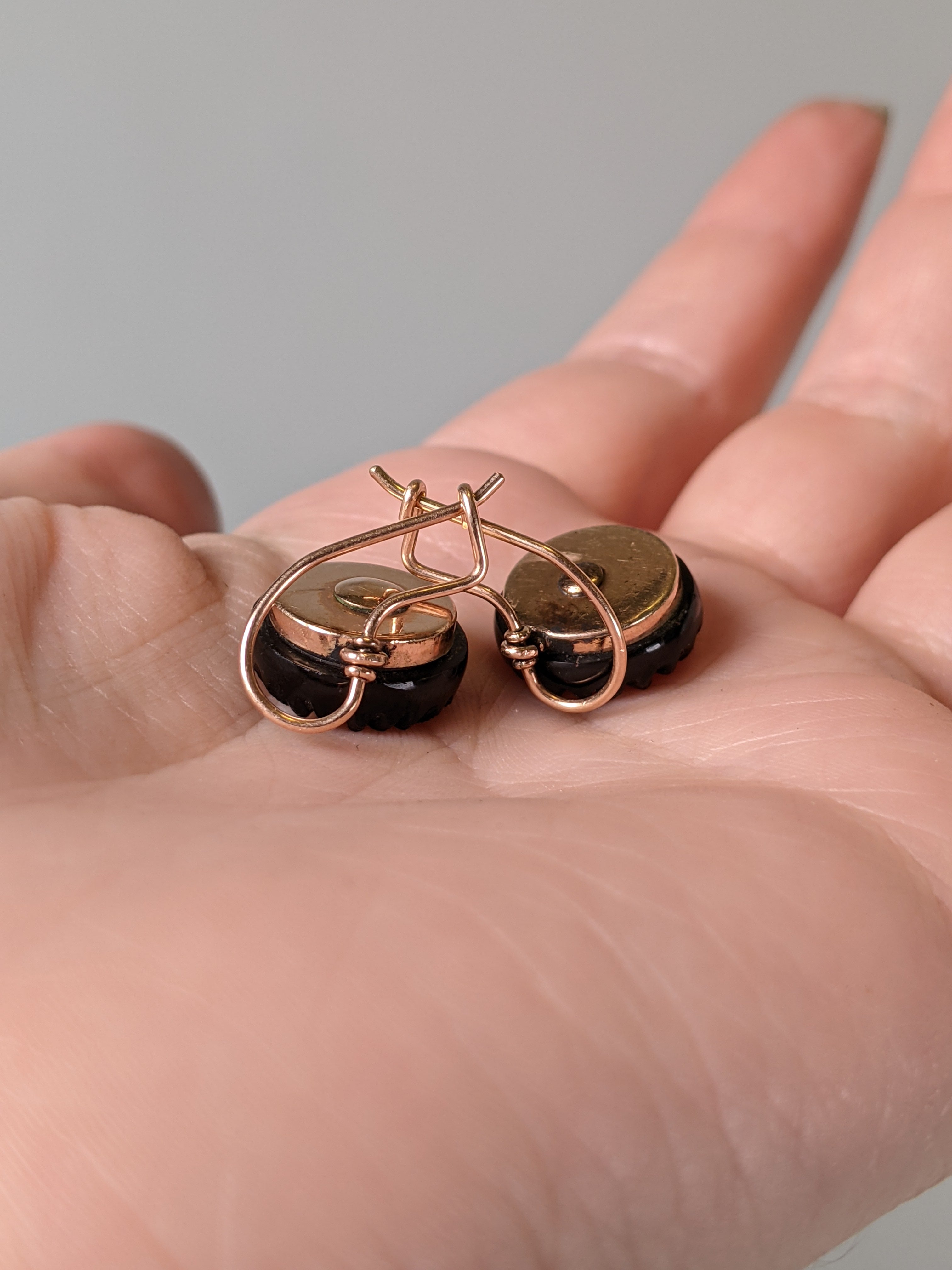 1889 French Jet "Crepe" Earrings