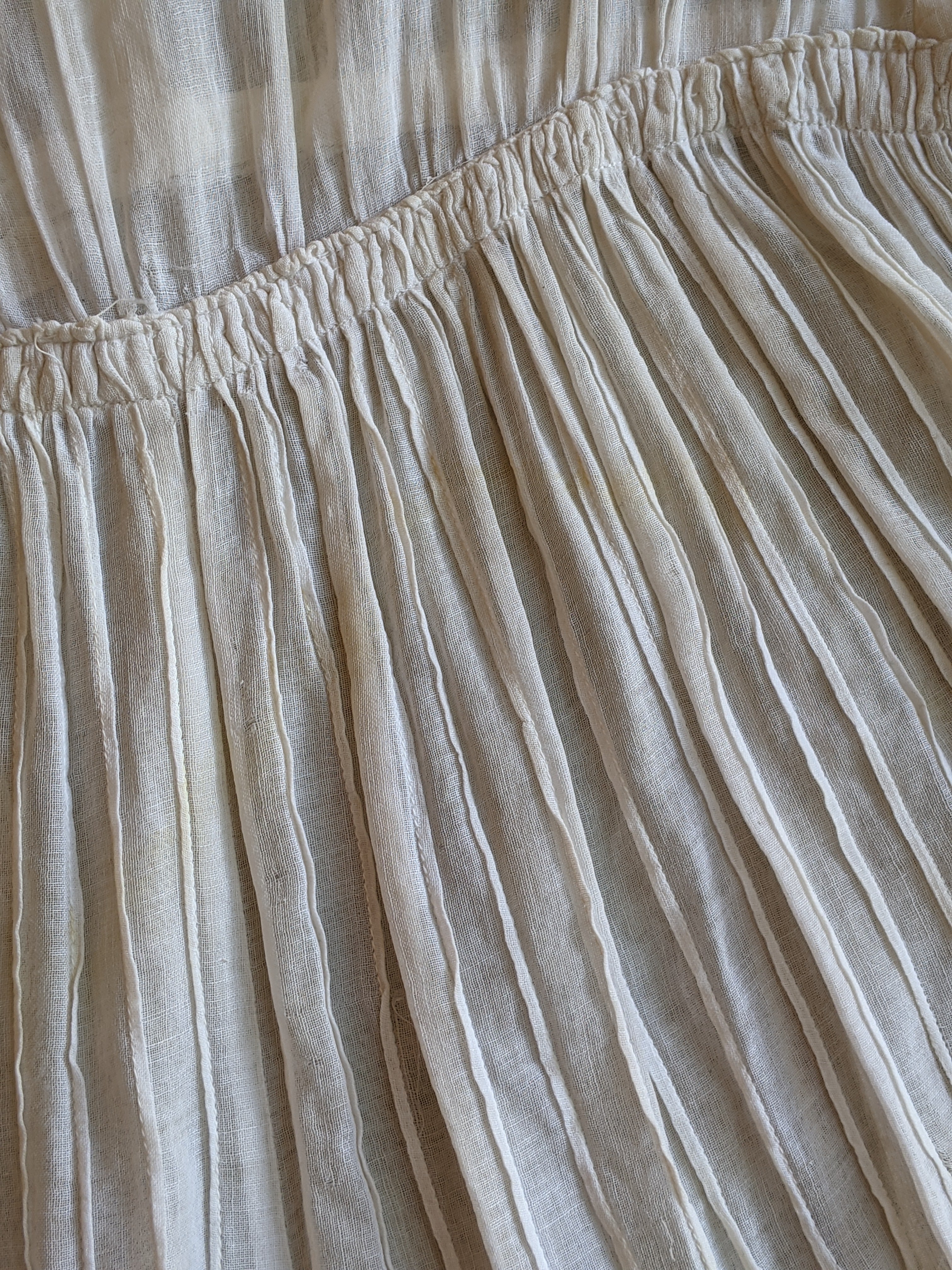 1910s Embroidered Cotton Dress | 30" Waist
