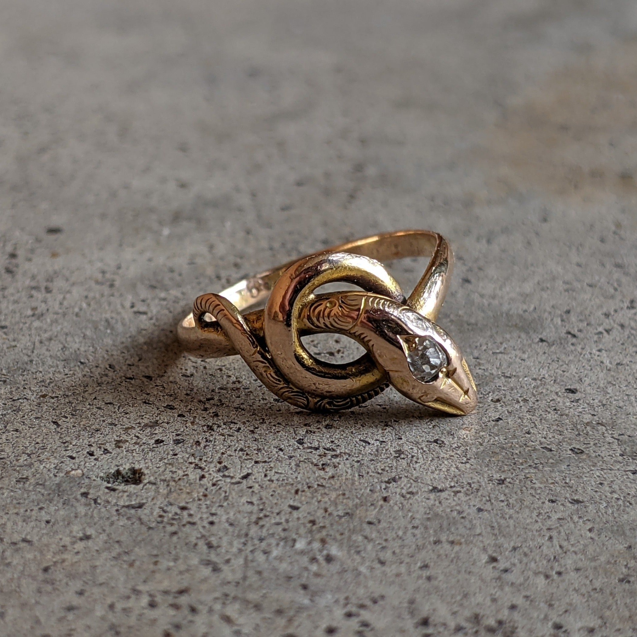 Turn of the Century 14k Diamond Snake Ring