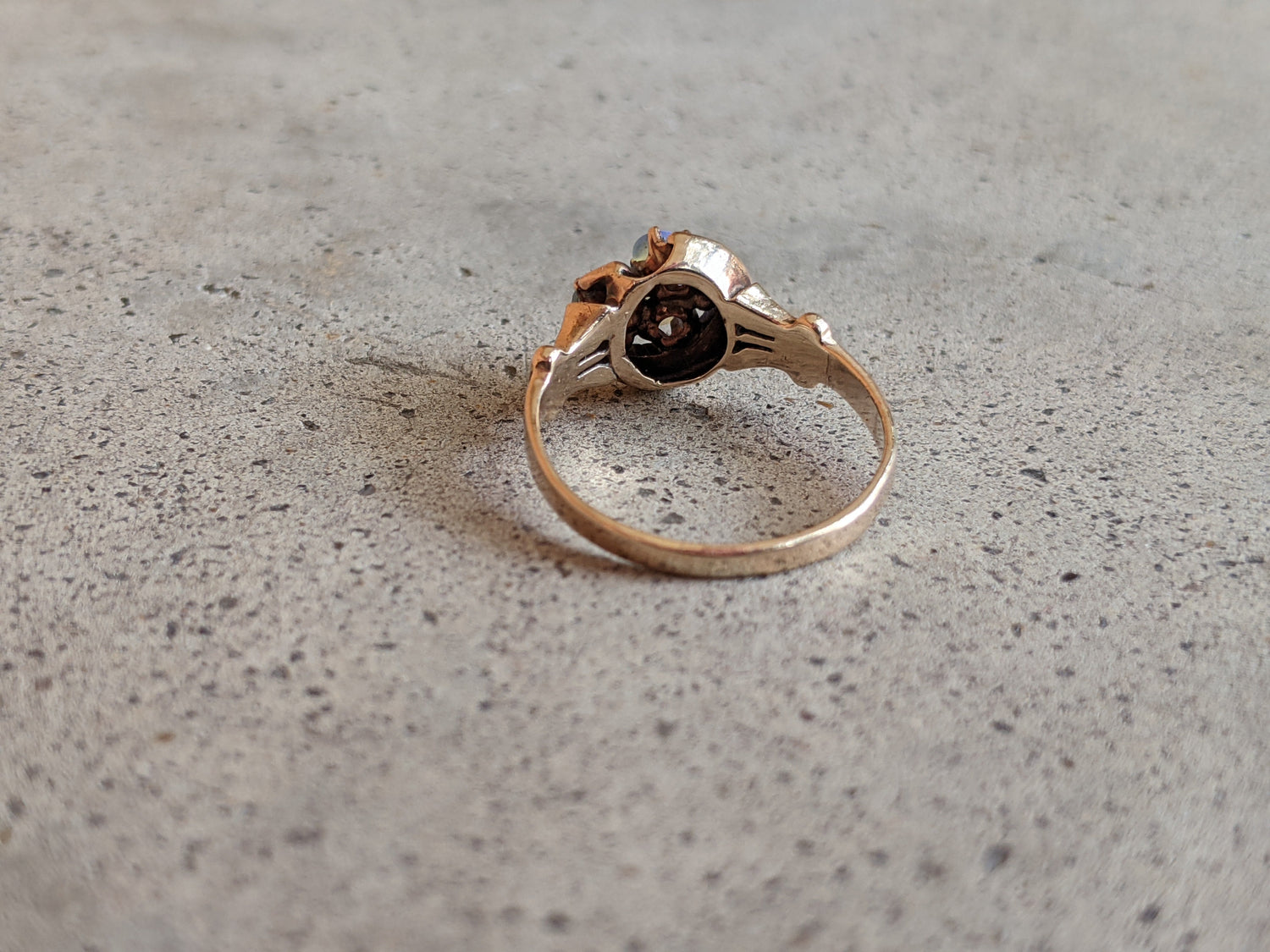 Turn of the Century 14k Diamond Opal Moon Ring